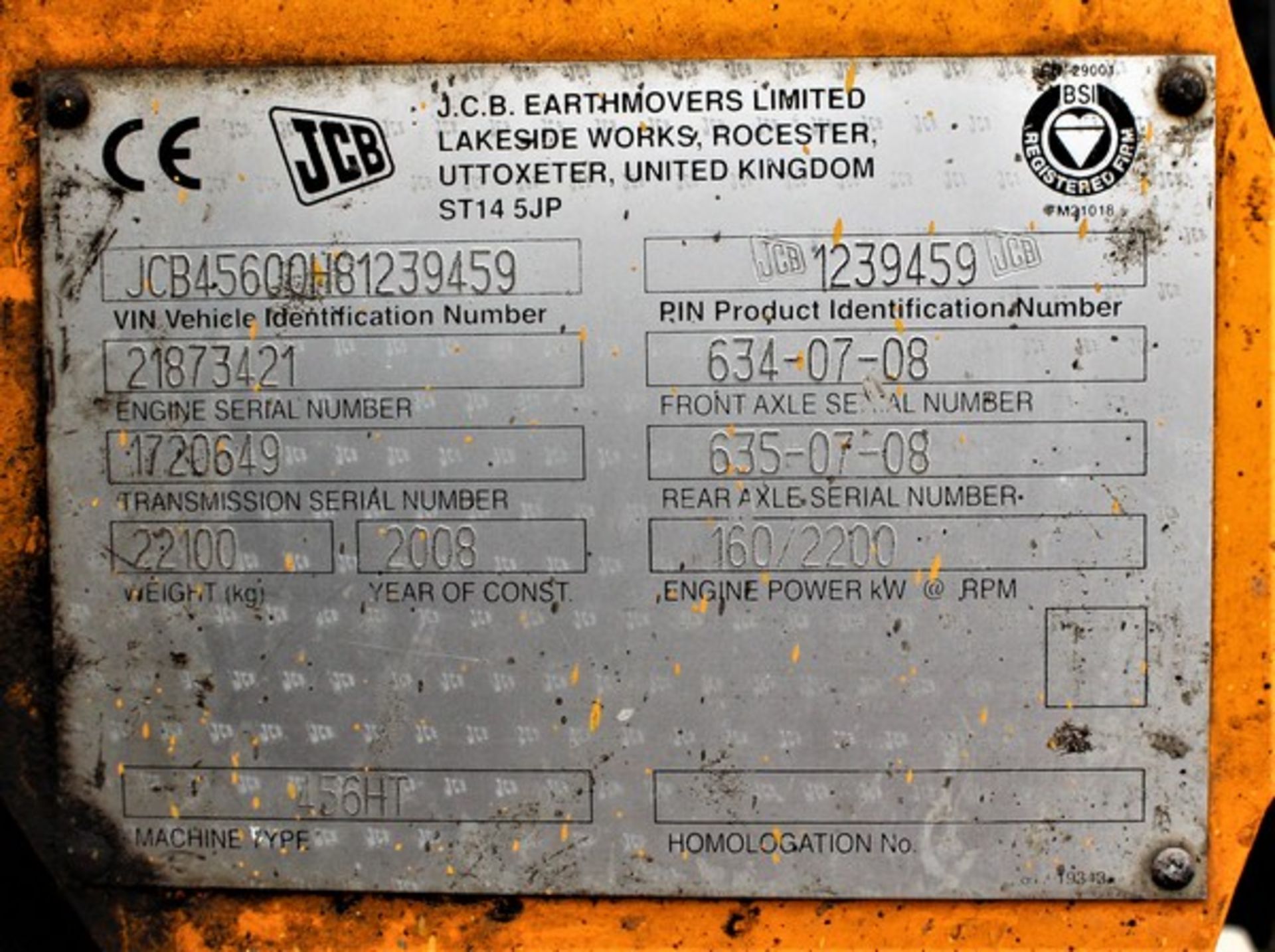 2008 JCB 456E loading shovel c/w 1 bucket s/n 1239459 - Image 15 of 16