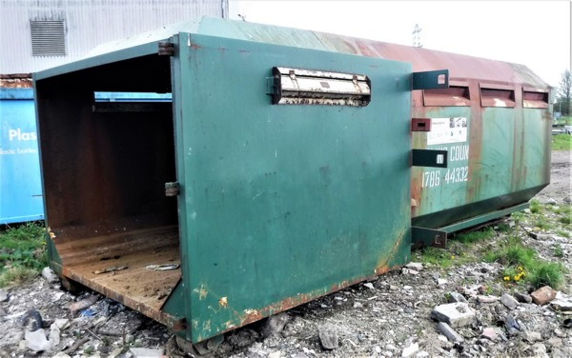 WASTE PAPER SKIP unit fullly enclosed. **To be sold from Errol auction site. Viewing and uplift from - Image 4 of 7