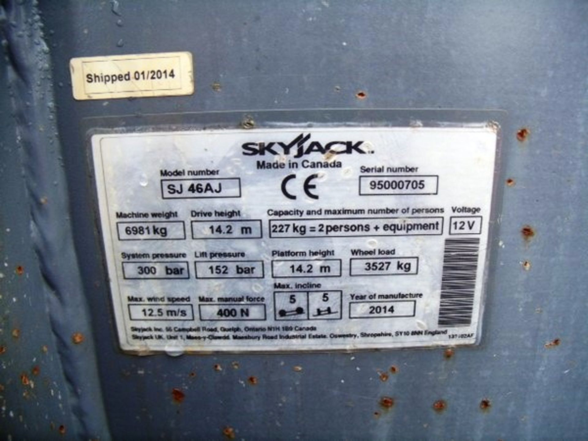 2014 SKYJACK SJ46AJ, S/N - 95000705, 482hrs (verified), diesel 4 x 4. - Image 3 of 12
