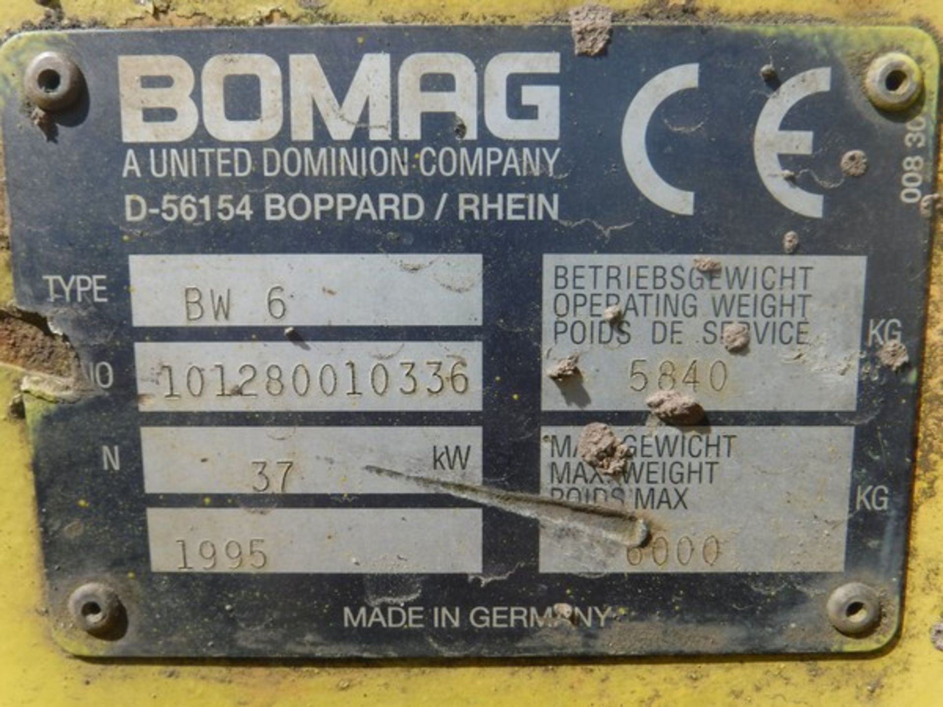 1995 BOMAG BW6 towable roller s/n 101280010339 - Image 4 of 5