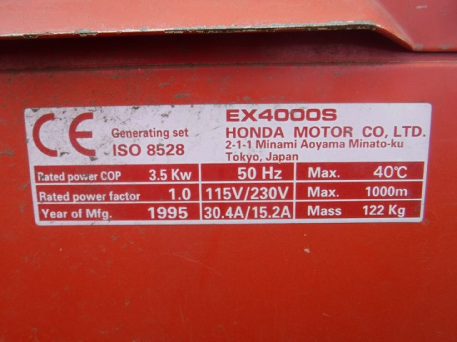 1995 HONDA EX400 generator. - Image 3 of 3
