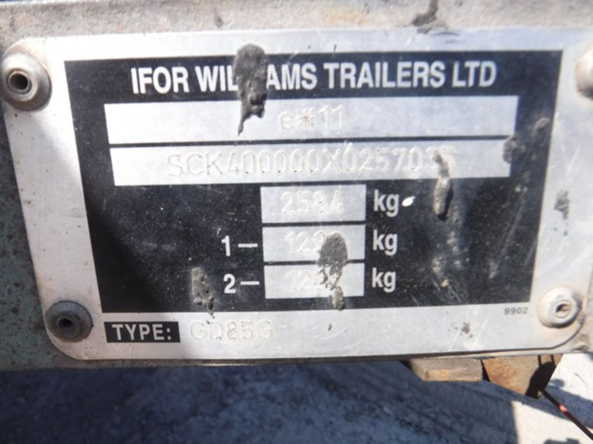 1999 IFOR WILLIAMS GD85G 8' x 4' trailer c/w pitch/tar boiler S/N sck400000x0257035 - Image 5 of 5