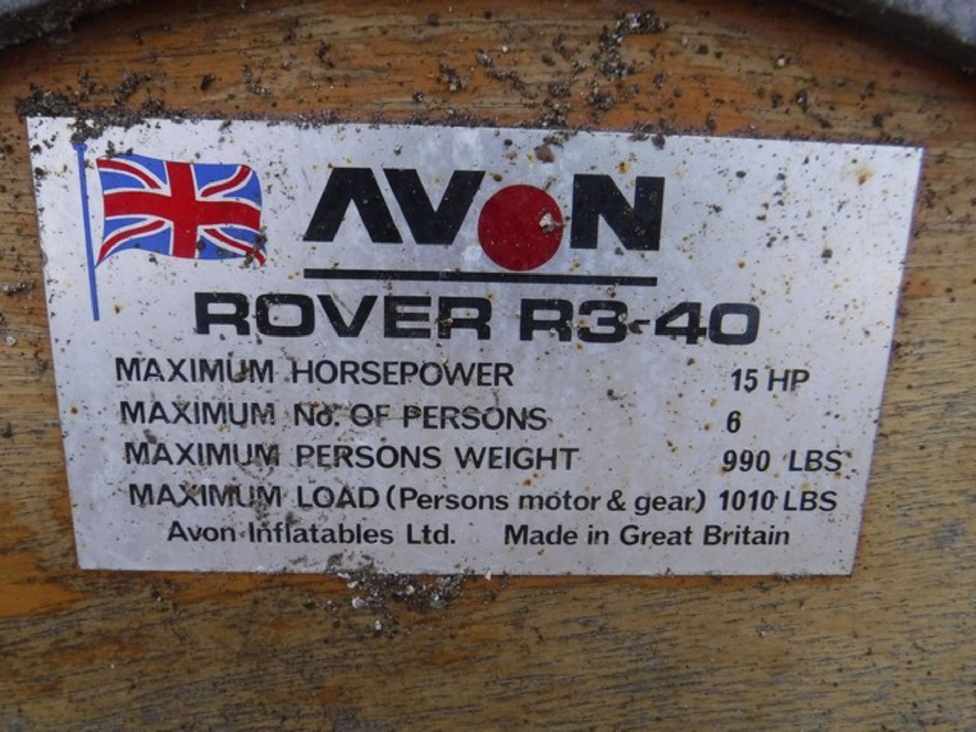 AVON RIB, ROVER R340, 3.5MTRS LONG - Image 3 of 3