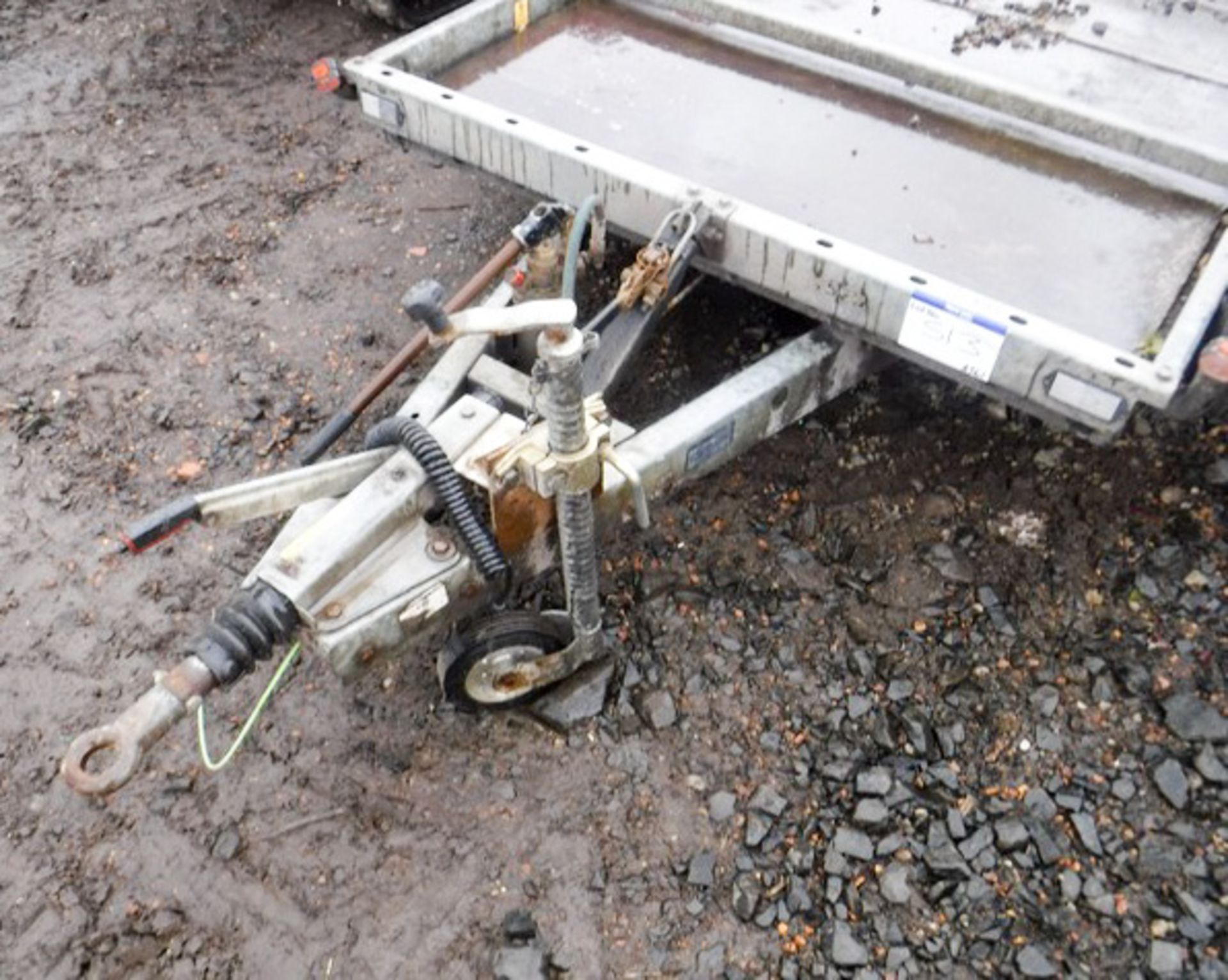 BRIAN JAMES 3M X 1.5M TWIN AXLE TILTING TRAILER FOR WOODCHIPPER OR OTHER SMALL PLANT, S/N 210178017-