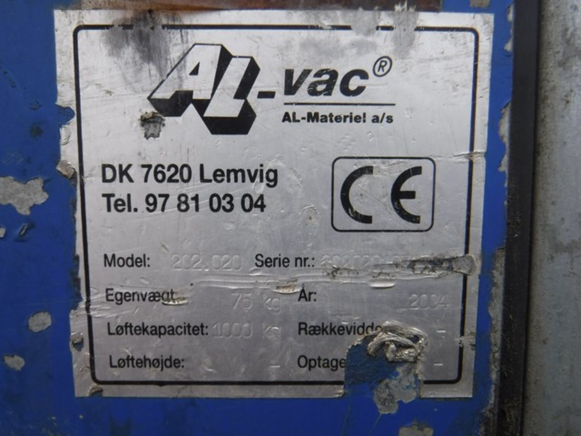 AL-VAC HANDY LIFTER MODEL 202.020 - Image 3 of 3