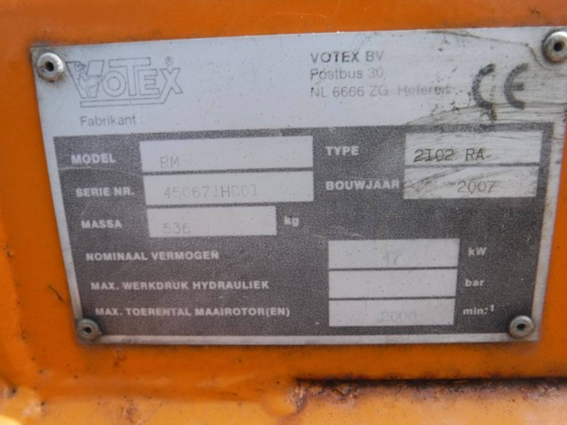 2007 VOTEX FRONT MOUNTED FLAIL MOWER 2.1M - Bild 4 aus 4