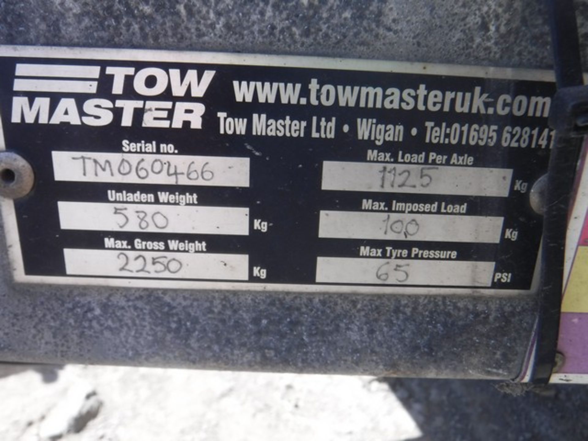 TOWMASTER 8' x 5' twin axle box trailer. Wired with power points. VIN - TM060466. Asset no. 758-6203 - Bild 5 aus 6