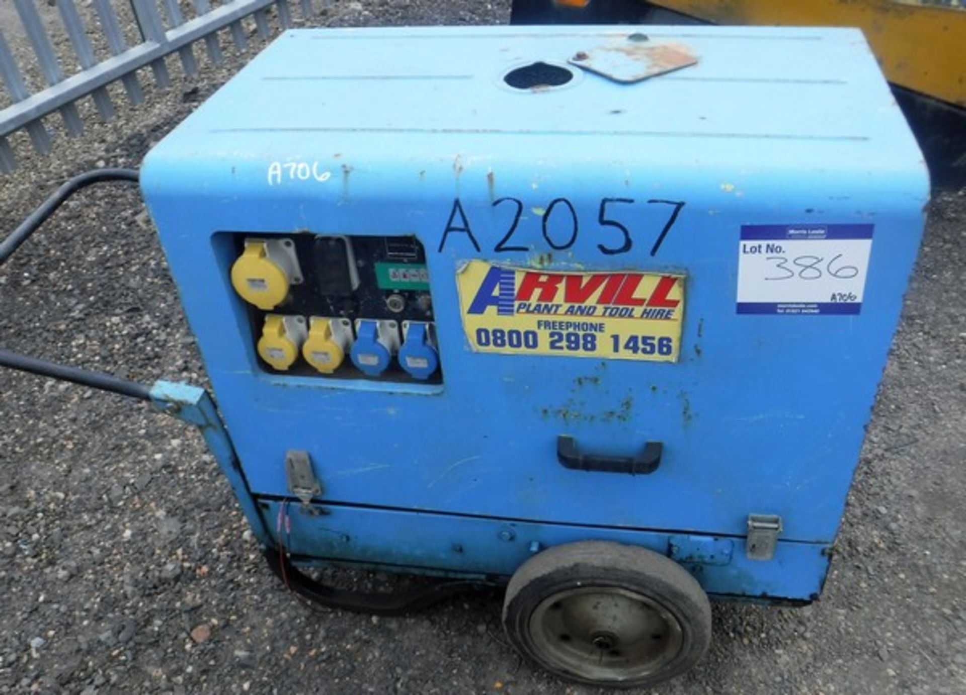 2007 PRAMAC P6000S 6KVA diesel generator 4951 hrs (not verified.