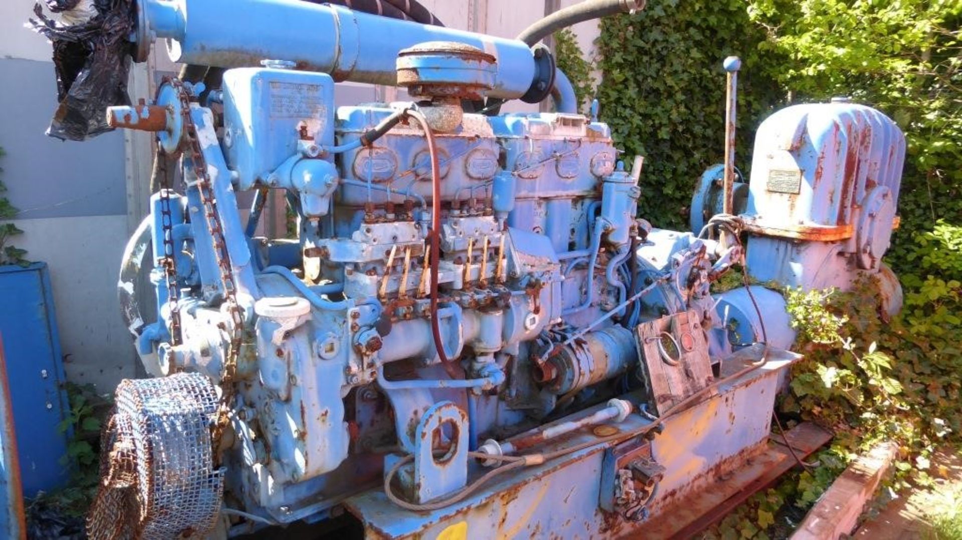 GARDINER 6 cylinder diesel engine, c/w gearbox, drive & croft motor. Reasonable condition. Starter m