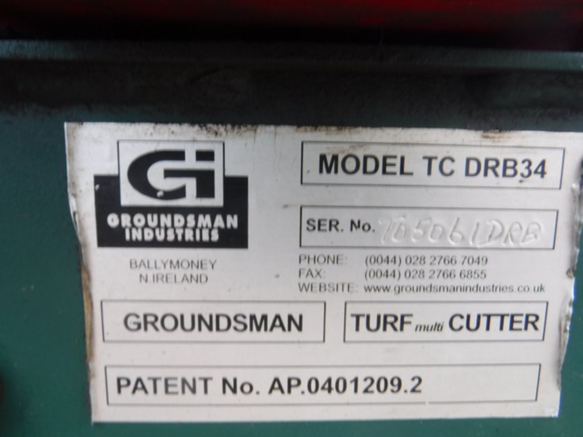 GROUNDSMAN turf cutter. Model TCDRB34. Year 2008. S/N T0506IDRB - Image 3 of 3