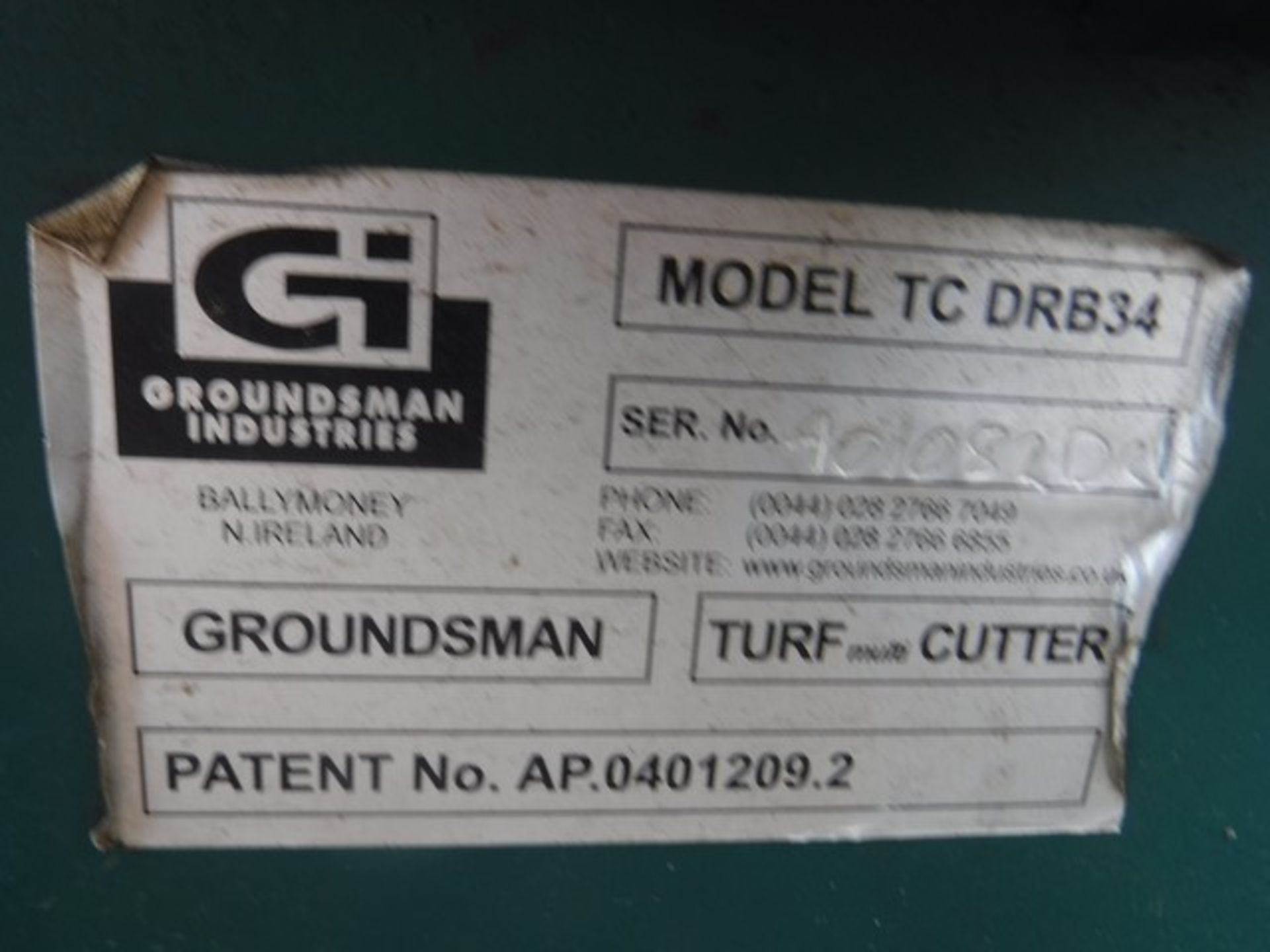 GROUNDSMAN turf cutter. Model TCDRB34. Year 2008. S/N 4010820R - Image 3 of 3