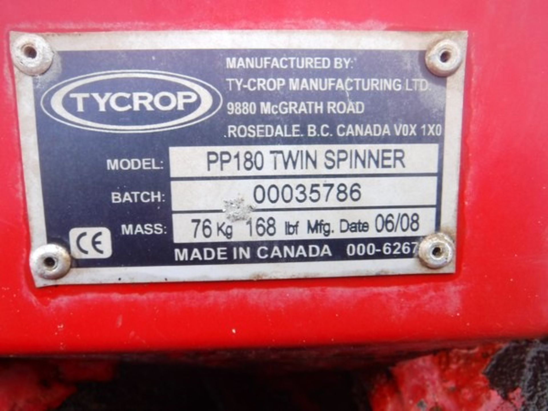 TYCROP PRO pass mounted spreader. S/N 20968100035786 - Image 6 of 6