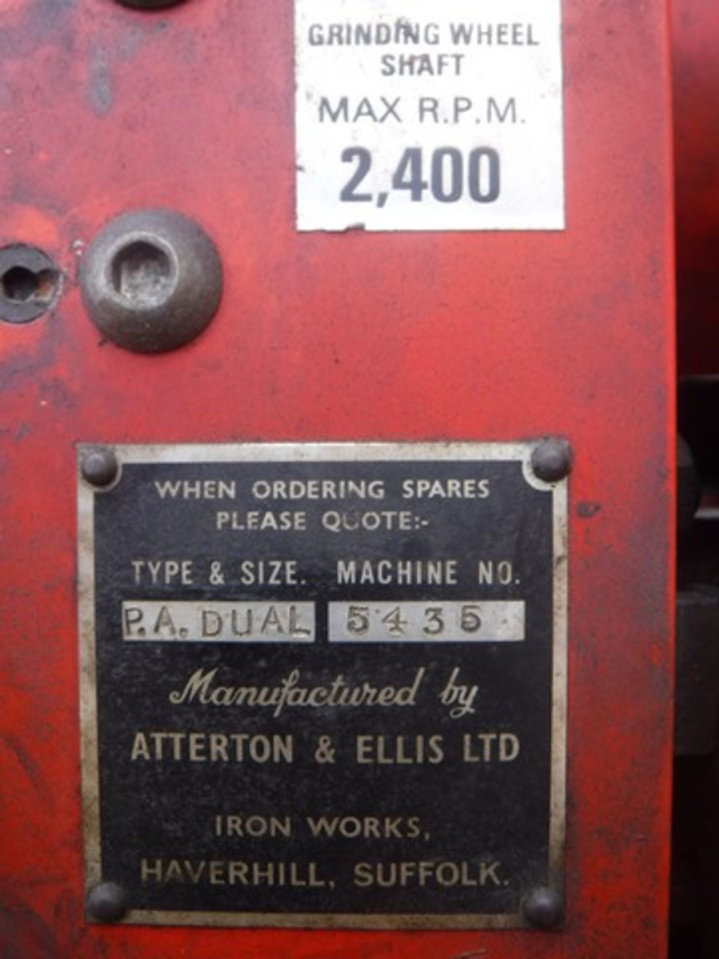 ATTERTON & ELLIS P A dual cylinder grinder s/n 5435 - Image 4 of 4