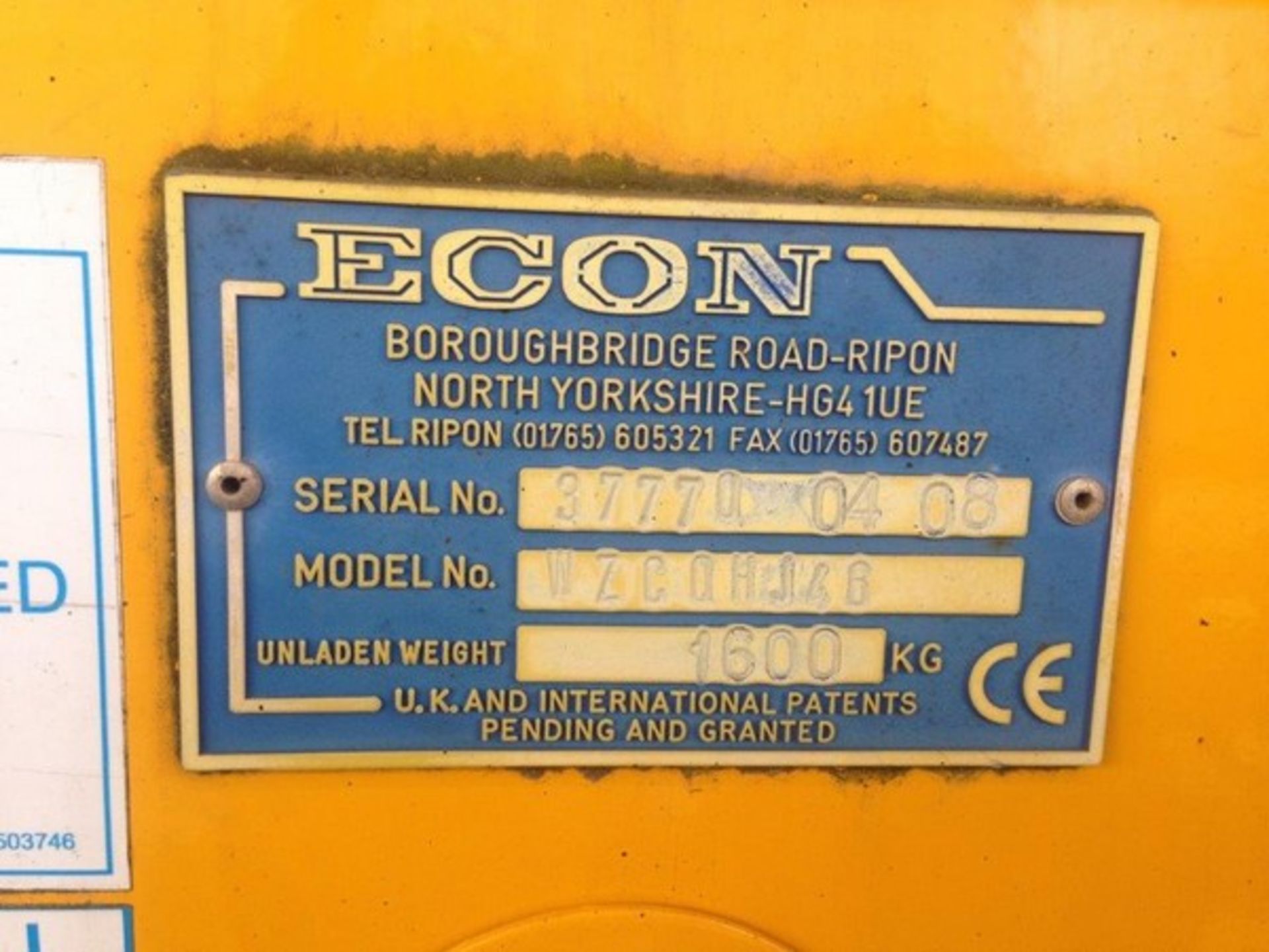 2004 ECON WZCQHJ46 body gritter s/n 37770 Reg No SN58 CVH (861) **To be sold from Errol auction s - Image 12 of 12