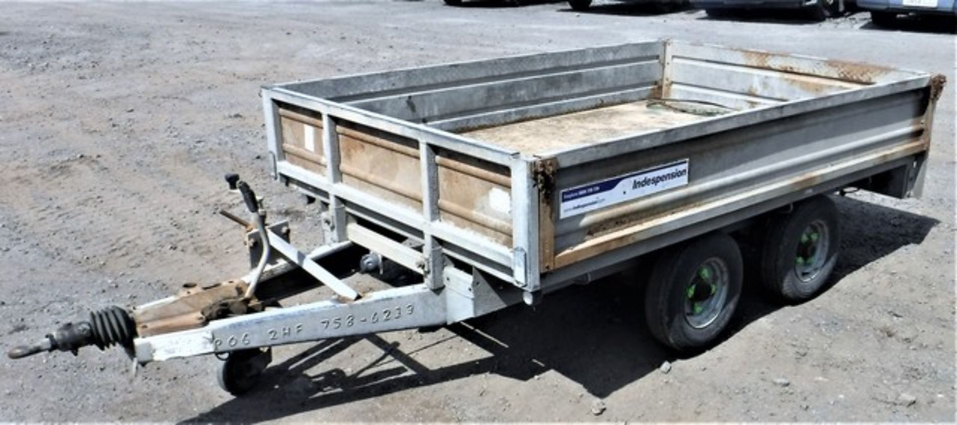 INDESPENSION twin axle dropside trailer. Type - FB20085DY.6. S/N 079054. Asset no - 758-6213