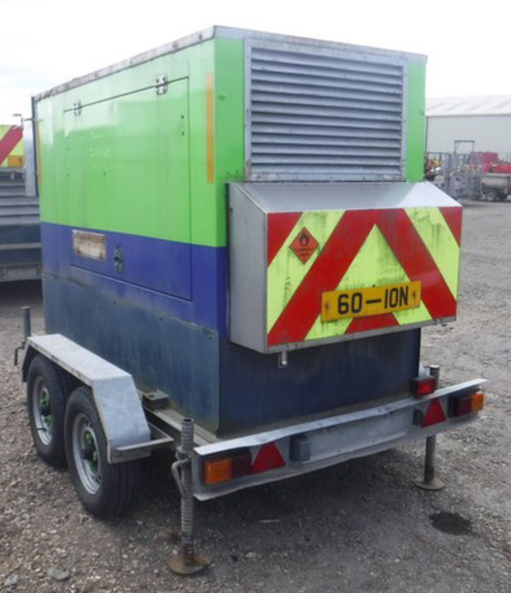 2002 LCH P60P1 Generator, 60kva. S/N FGWPEPO3CD0A05757. Mounted on RM twin axle trailer. S/N 020525. - Image 7 of 13