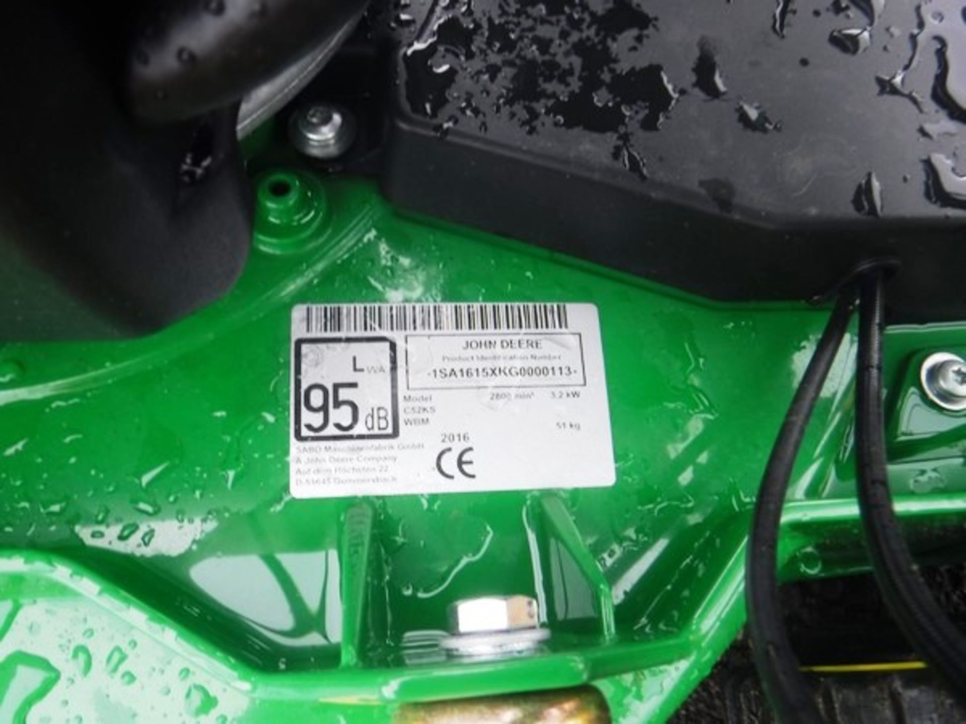 2016 JOHN DEERE C52KS walk behind mower. S/N 1SA1615XKG0000113. - Image 2 of 2