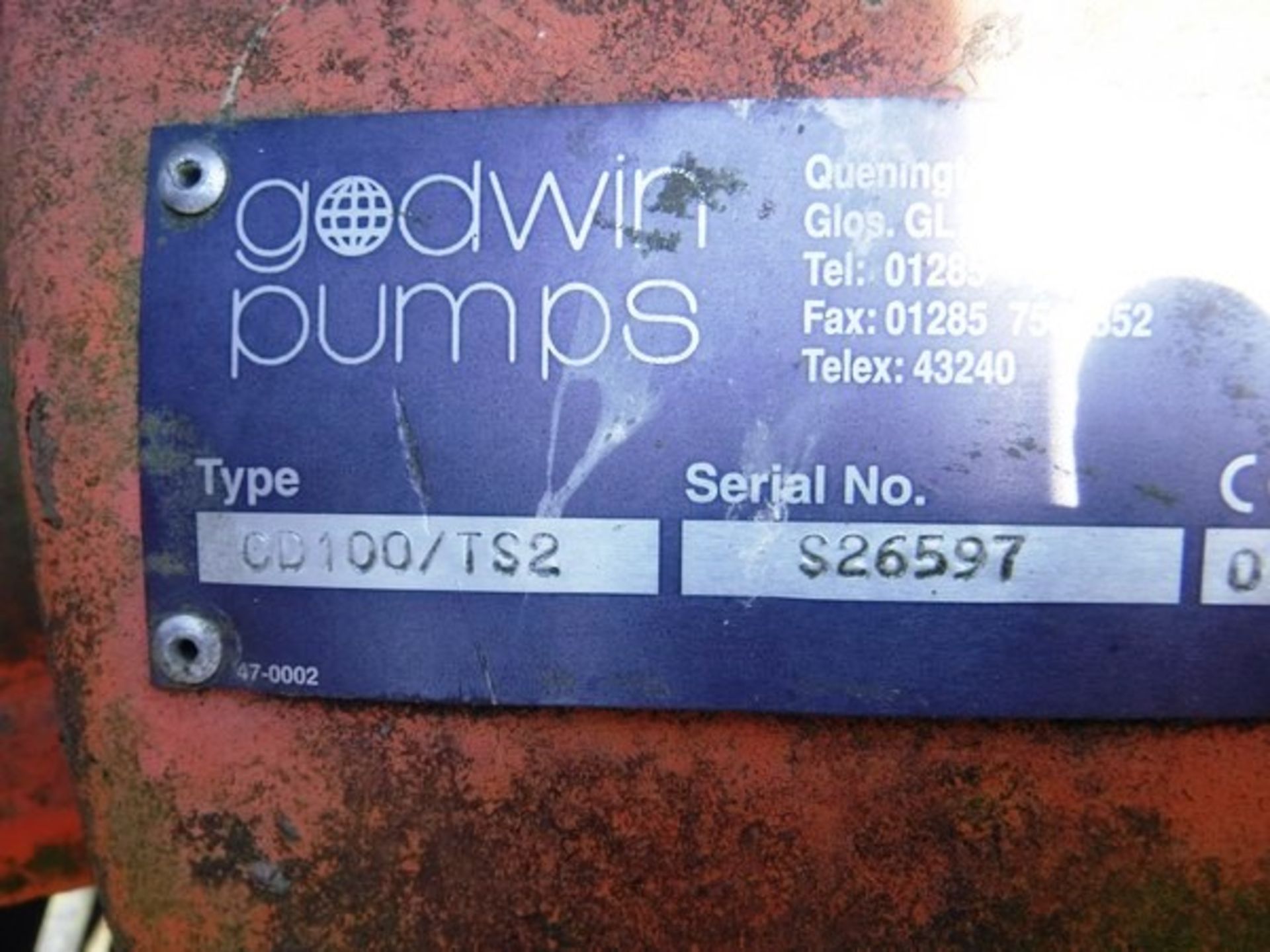 2001 GODWIN 0D100/TS2 engine driven water pump s/n S26597 fl no PO388. 4663 hrs (not verified) - Image 4 of 8