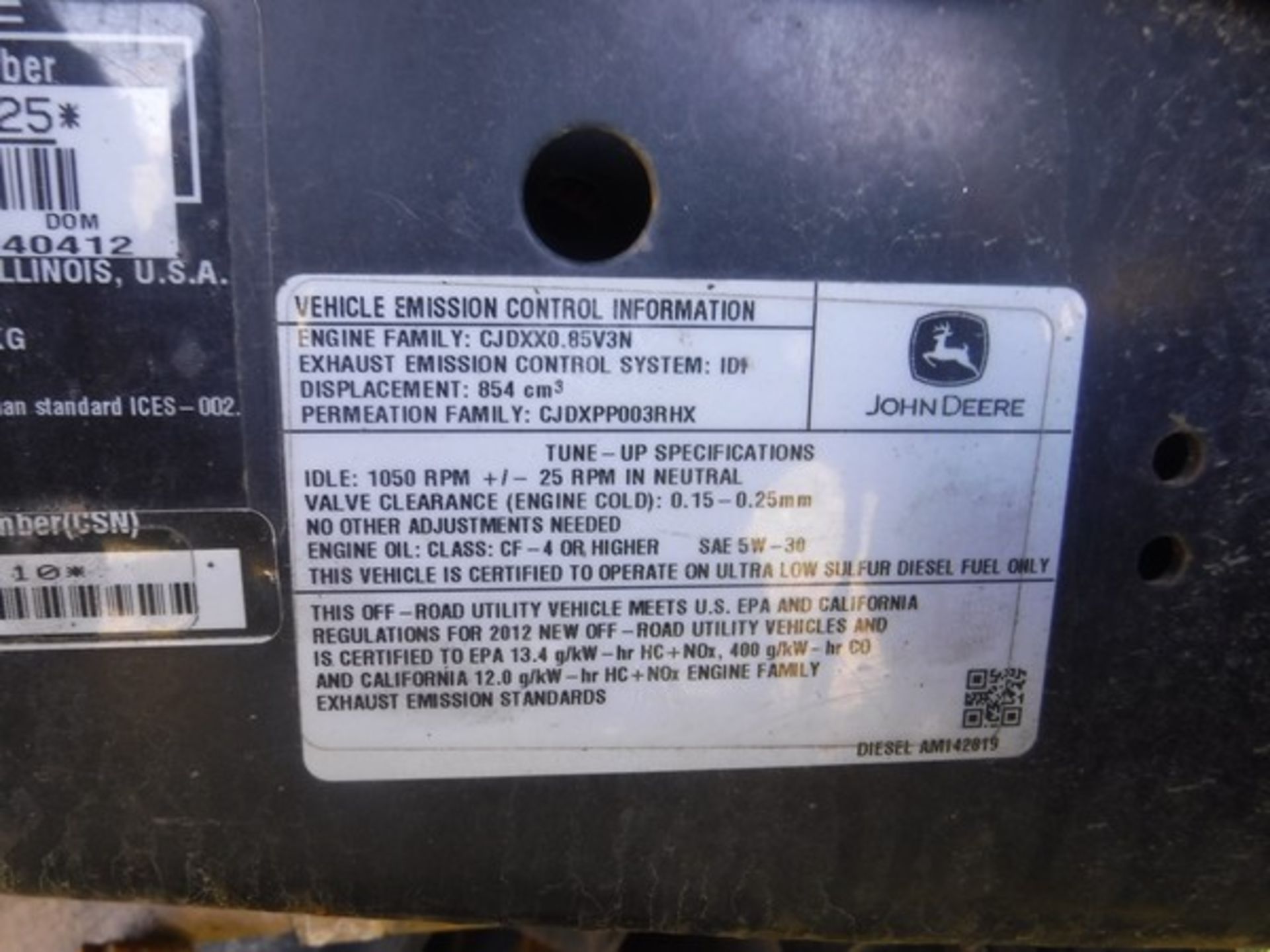 2012 JOHN DEERE 4 x 4 diesel gator Reg No SP12 BYD 1626hrs (not verified). - Image 2 of 15