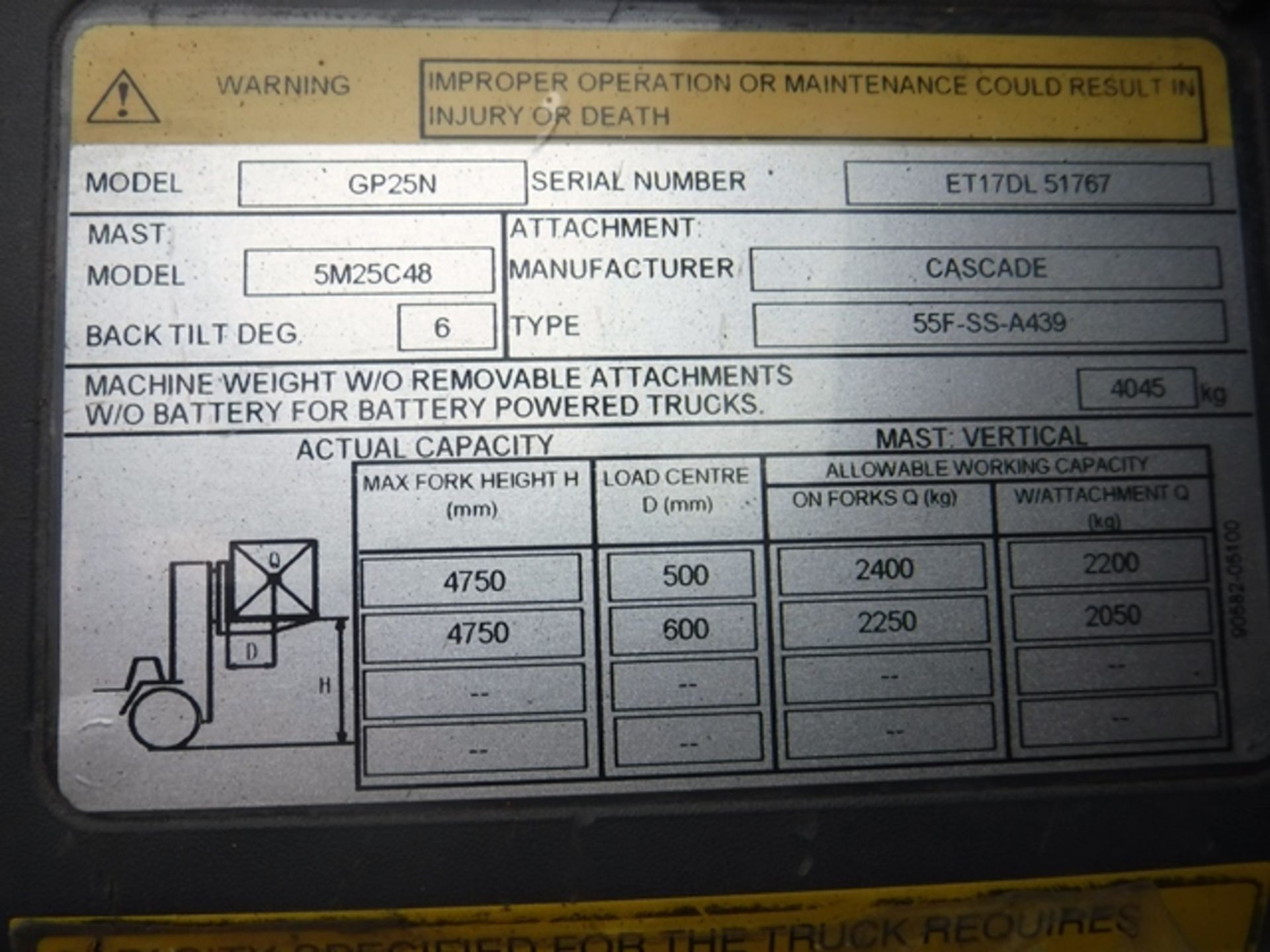 2008 CATERPIILLAR GP25N 2.5t masted forklift. Fleet Ref 44024. CE Marked S/N ET17DL51767. - Bild 3 aus 13