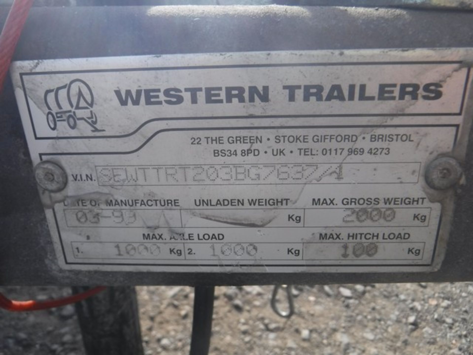 1999 WESTERN TRAILERS 18' X 6 twin axle trailer c/w 5' ramp. Max gross weight 2000kgs. VIN - SEWTTRT - Image 3 of 12