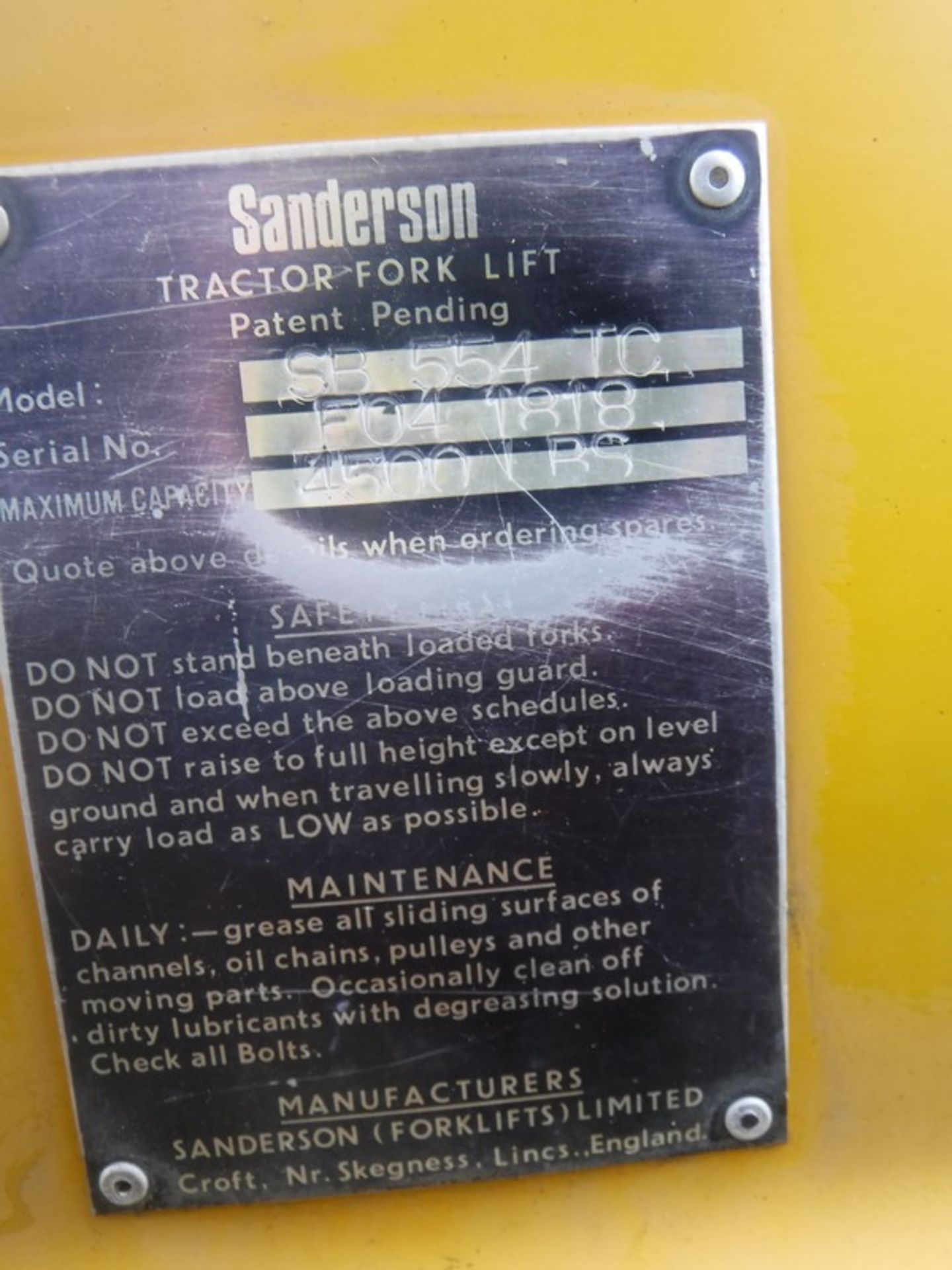 SANDERSON SB554TC forklift with bucket. S/N F041818 - Image 16 of 16