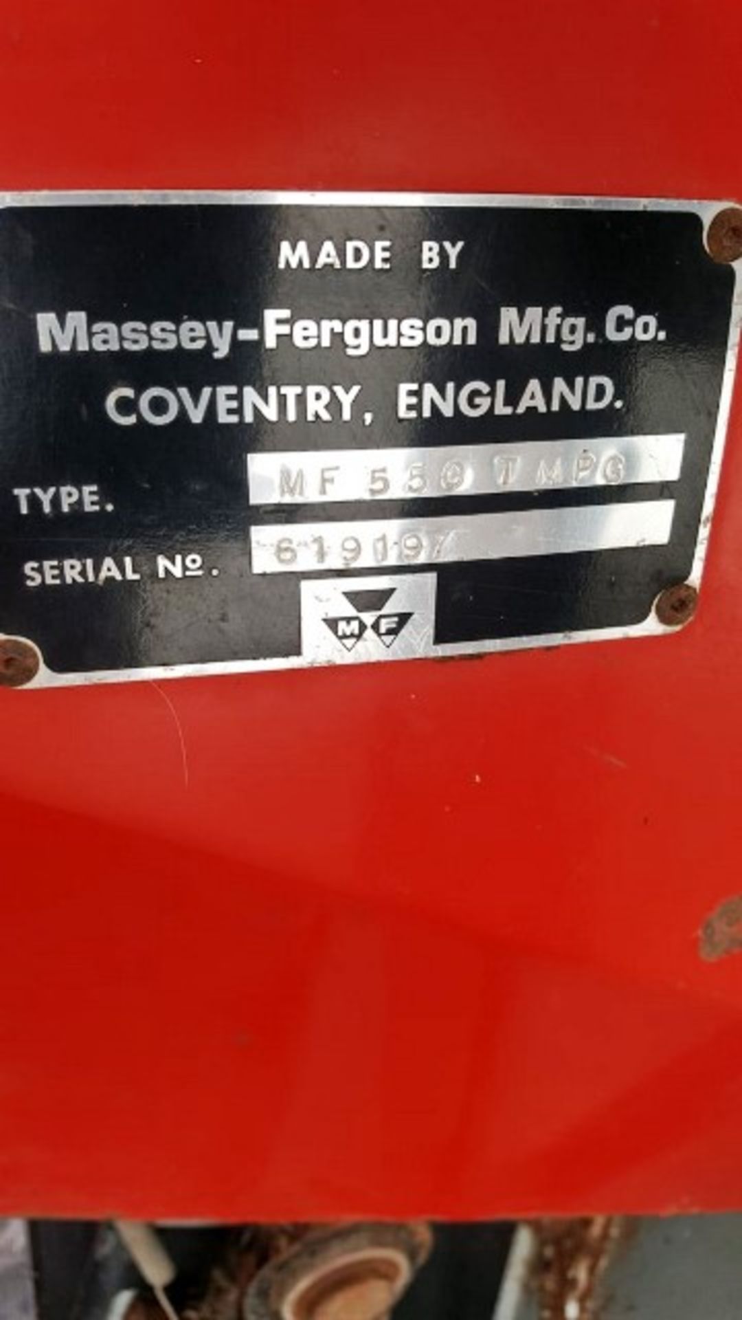1979 MASSEY FERSUSON 550 tractor s/n 619197. Reg No OIA 804. 863hrs (not verifed) - Image 7 of 7