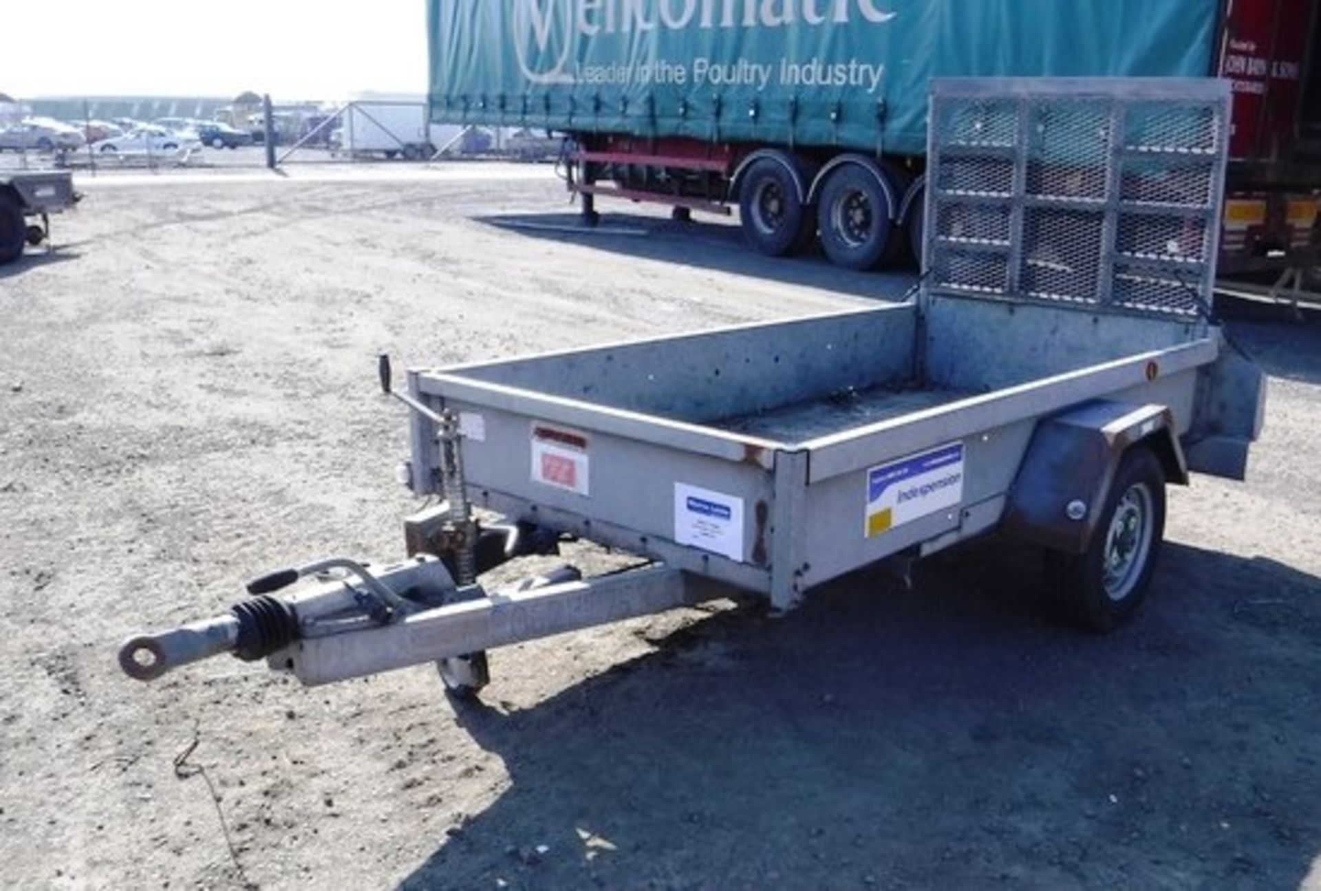 INDESPENSION single axle trailer. 8ft x 4ft with tail gate. Asset - 758-5132