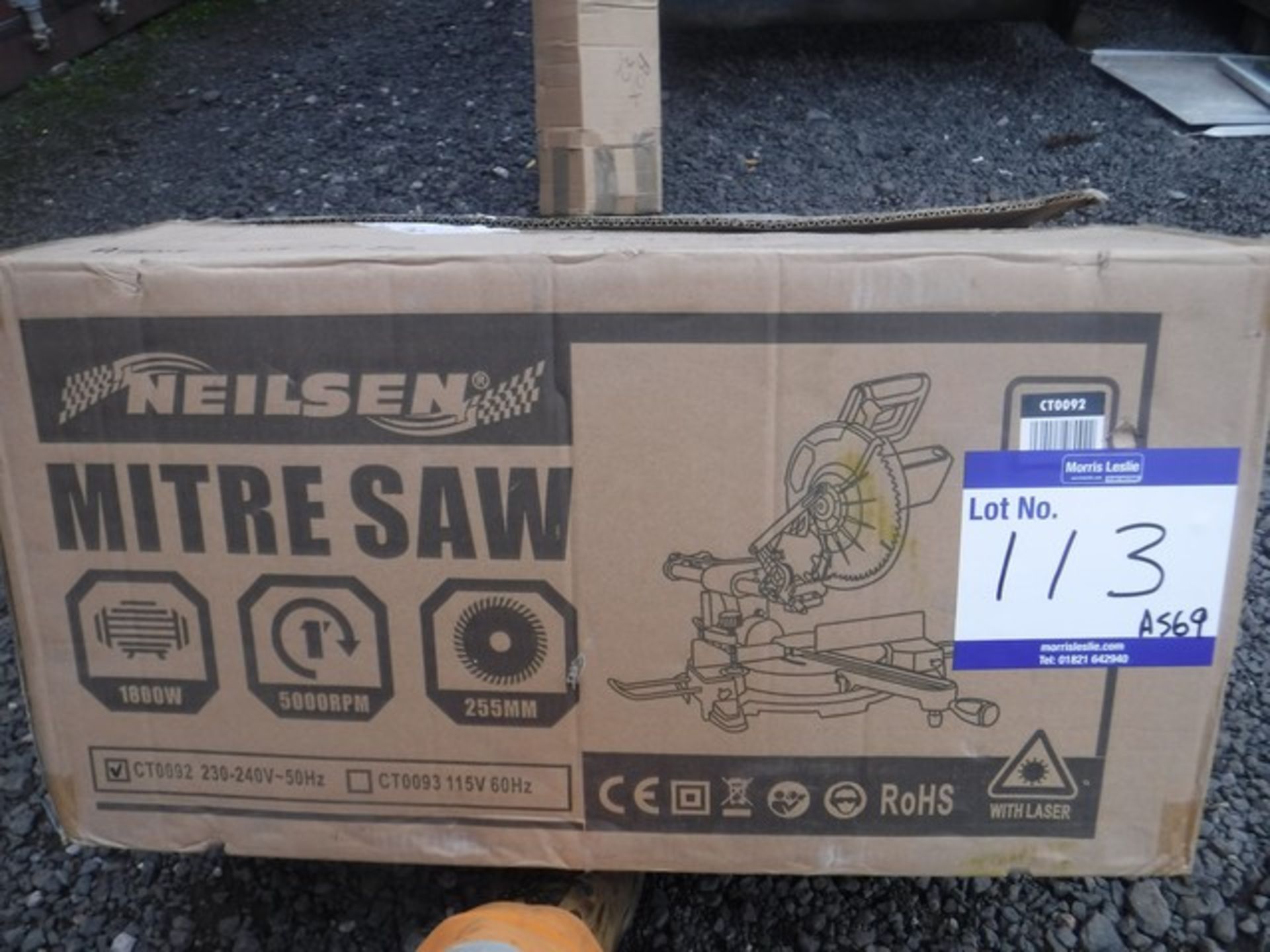 NIELSEN mitre saw CT0092, 255mm cutting disc, 5000RPM. 230-240v 50HZ - Image 2 of 2