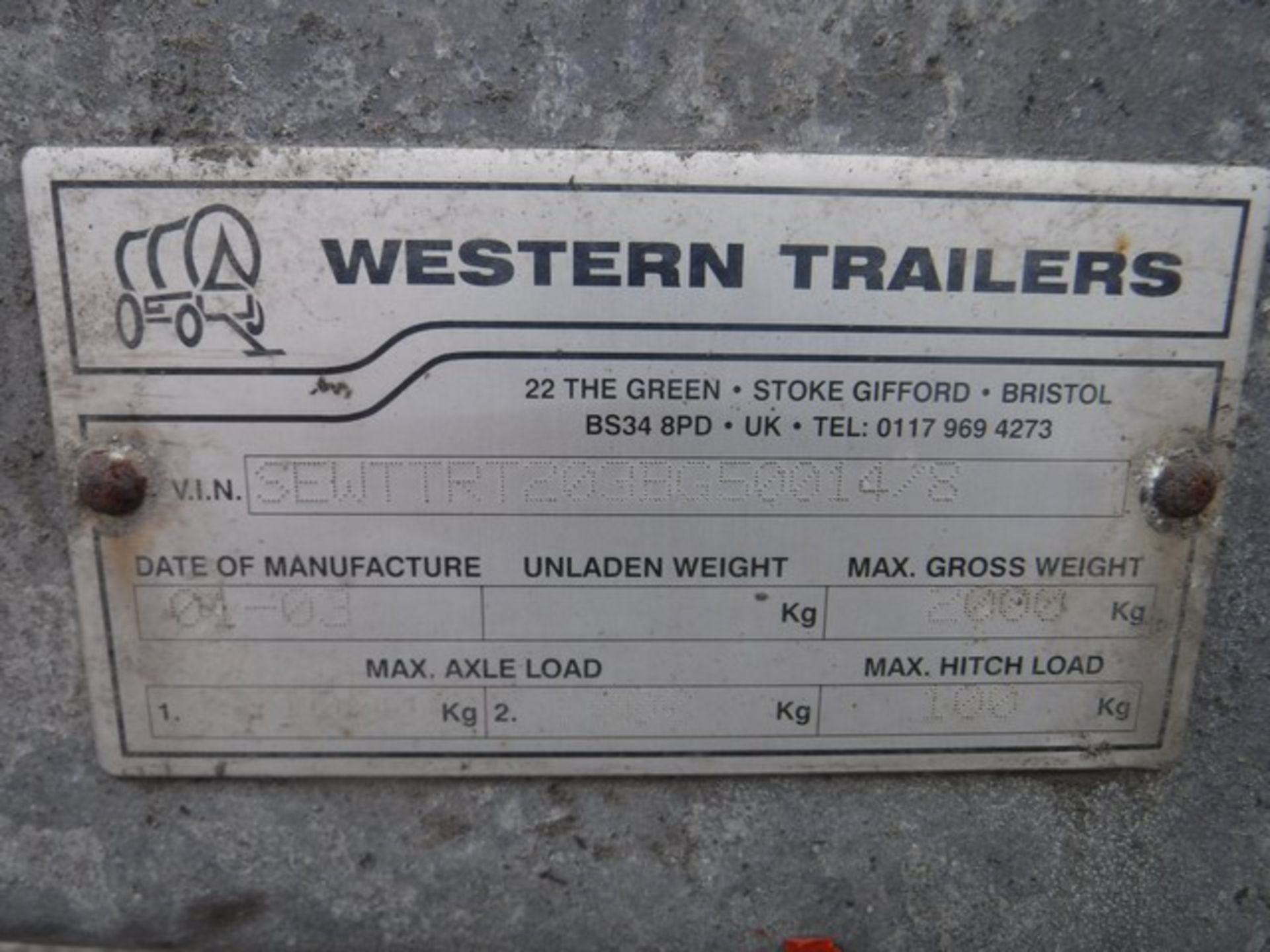 2003 WESTERN TRAILERS 18' x 6' twin axle trailer c/w 5ft ramp. VIN - SEWTTRT203BG50014/8. Asset - 1 - Image 2 of 11
