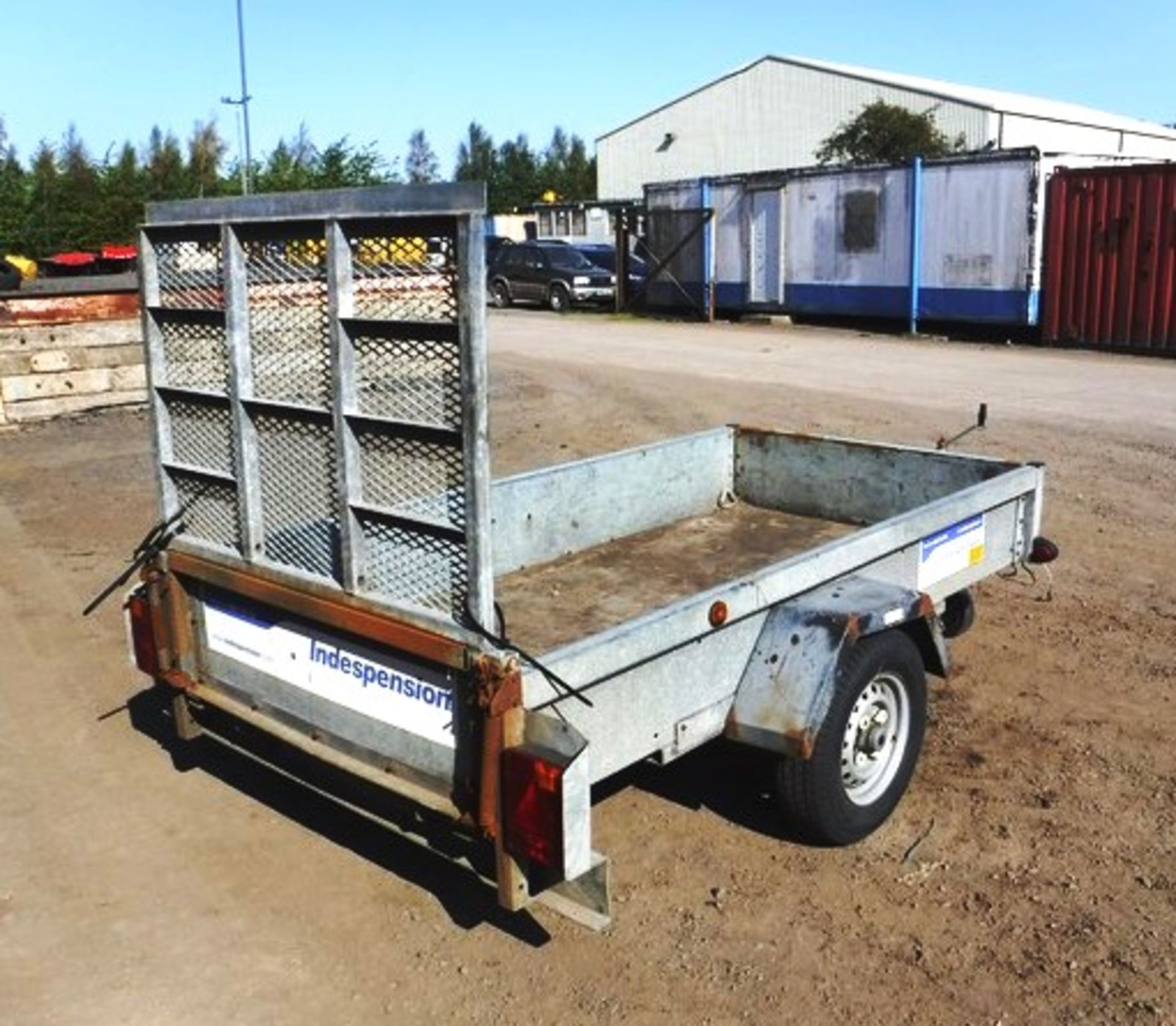 INDESPENSION single axle trailer. 8ft x 4ft with tail gate. Asset - 758-5132 - Image 9 of 13