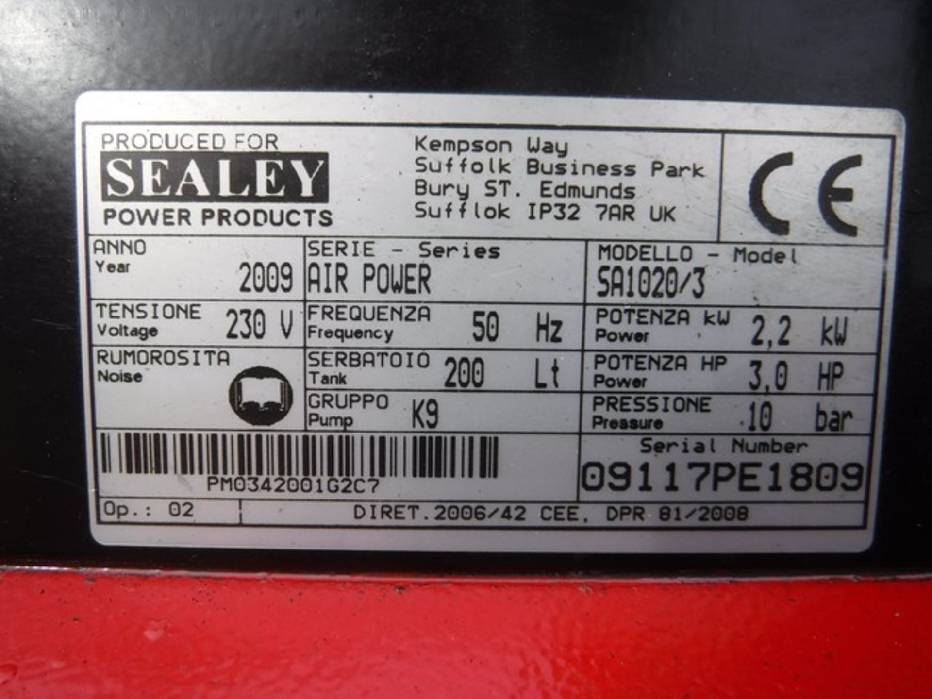 SEALEY air power compressor. Spares or repair - Image 3 of 3