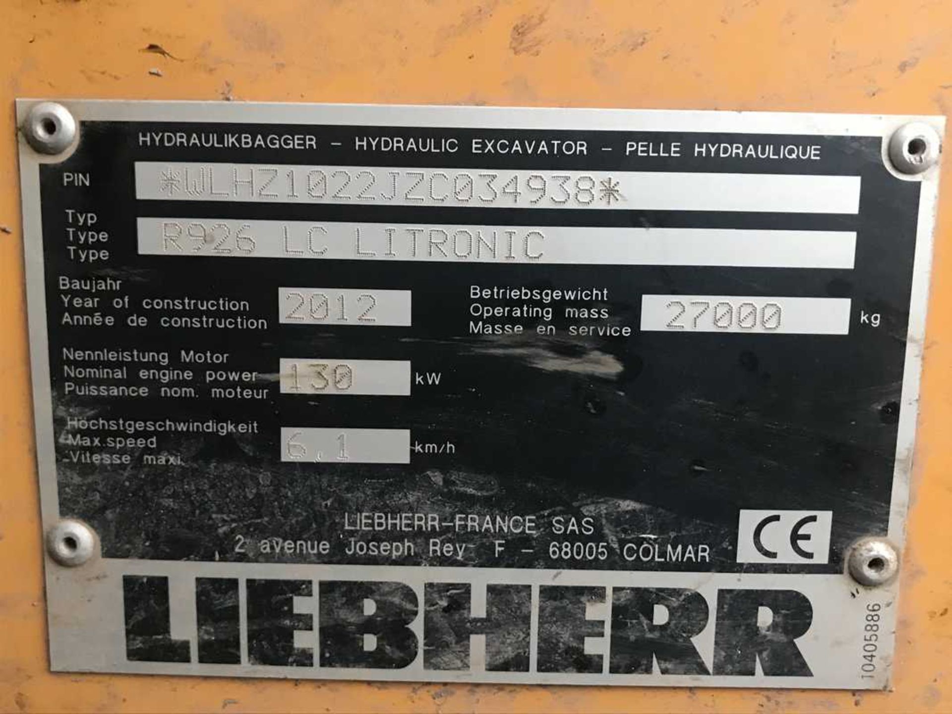 2012 LIEBHERR 926 tracked excavator. 3 buckets. 6000hrs (not verified) - Bild 16 aus 18