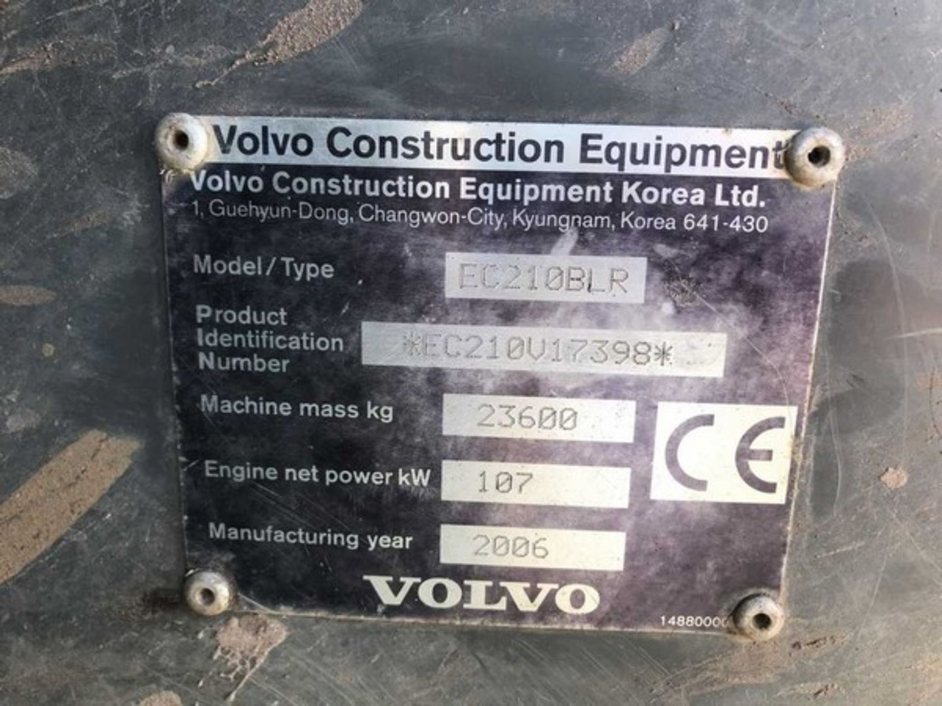 2006 VOLVO EC210BLR long reach (15m) tracked excavator c/w 1 bucket, 800mm pads, air con. S/N EC210V - Image 15 of 17
