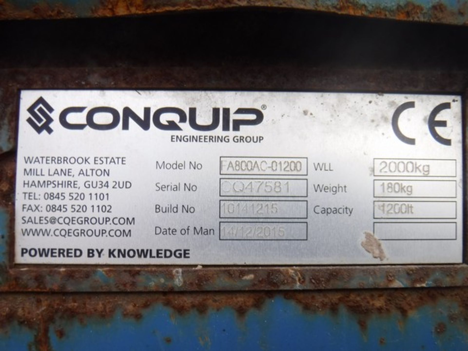 2015 CONQUIP 1200ltr tipping skips X 2 S/N CQ47581 & CQ47522 - Image 4 of 5