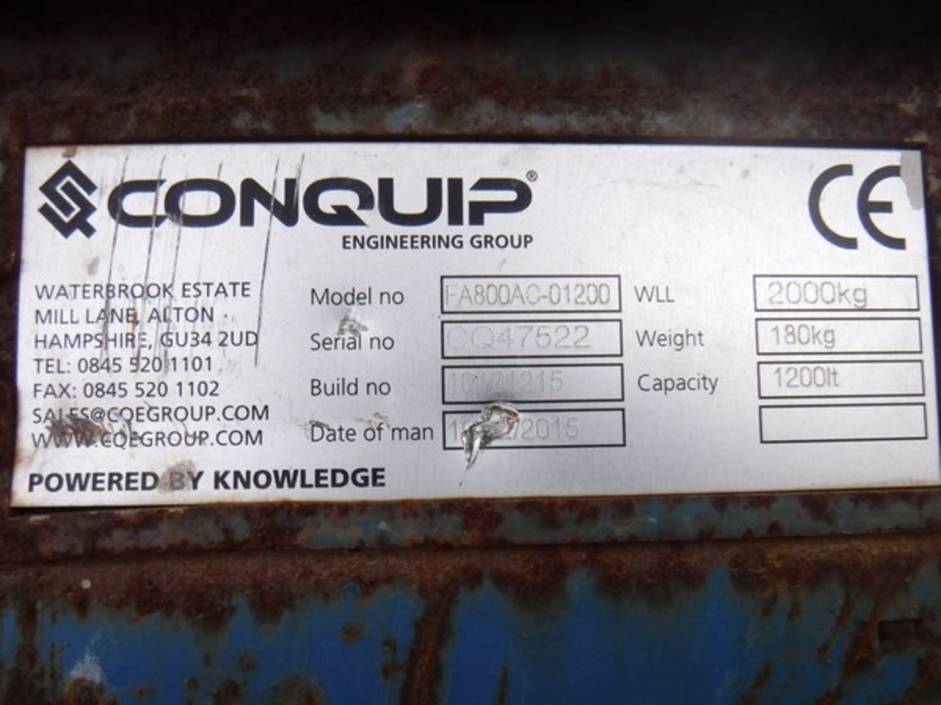2015 CONQUIP 1200ltr tipping skips X 2 S/N CQ47581 & CQ47522 - Image 5 of 5
