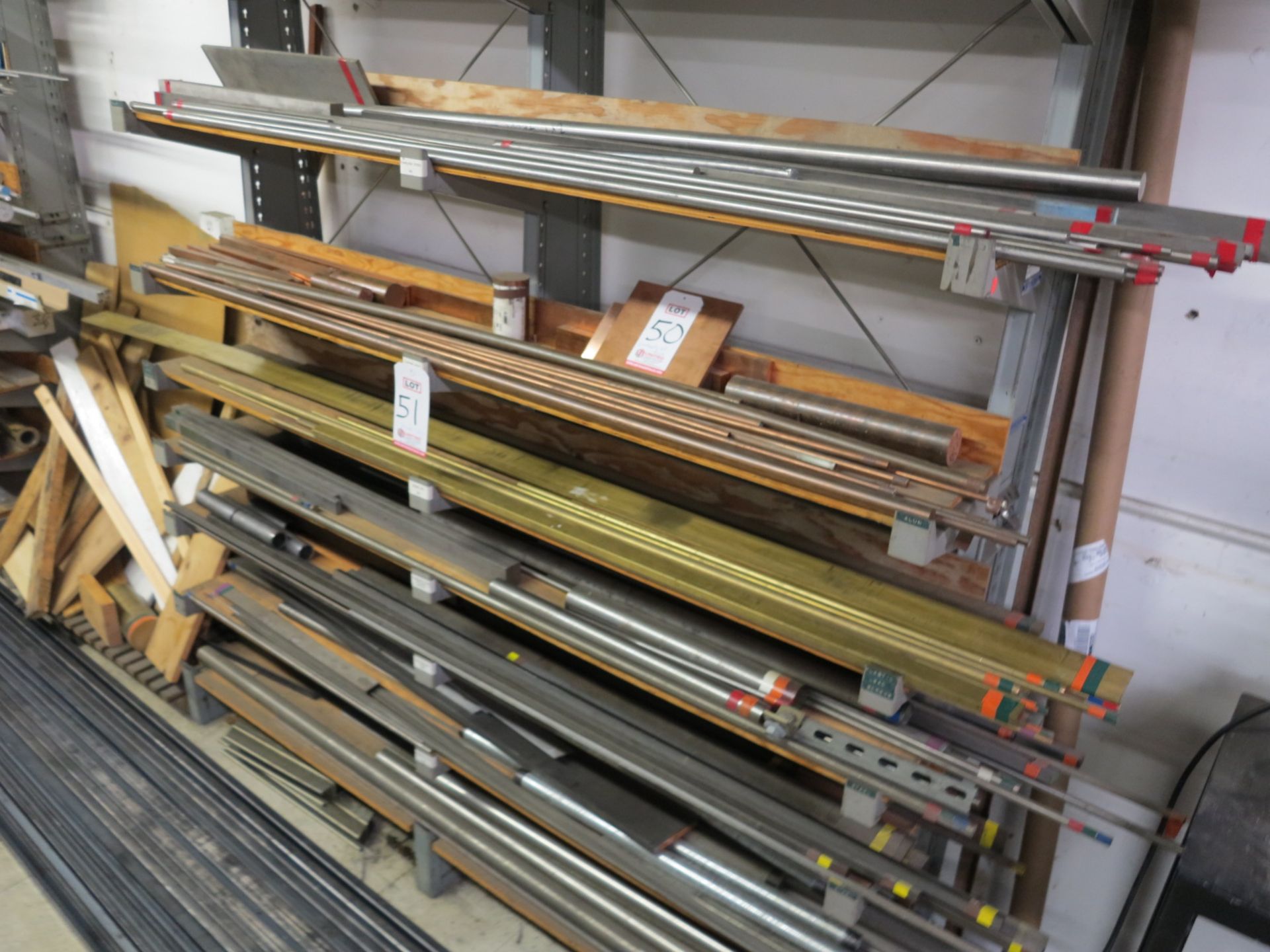 LOT - CONTENTS OF RACK: STAINLESS, COPPER, BRASS, COLD STEEL METAL MATERIAL - Image 2 of 2