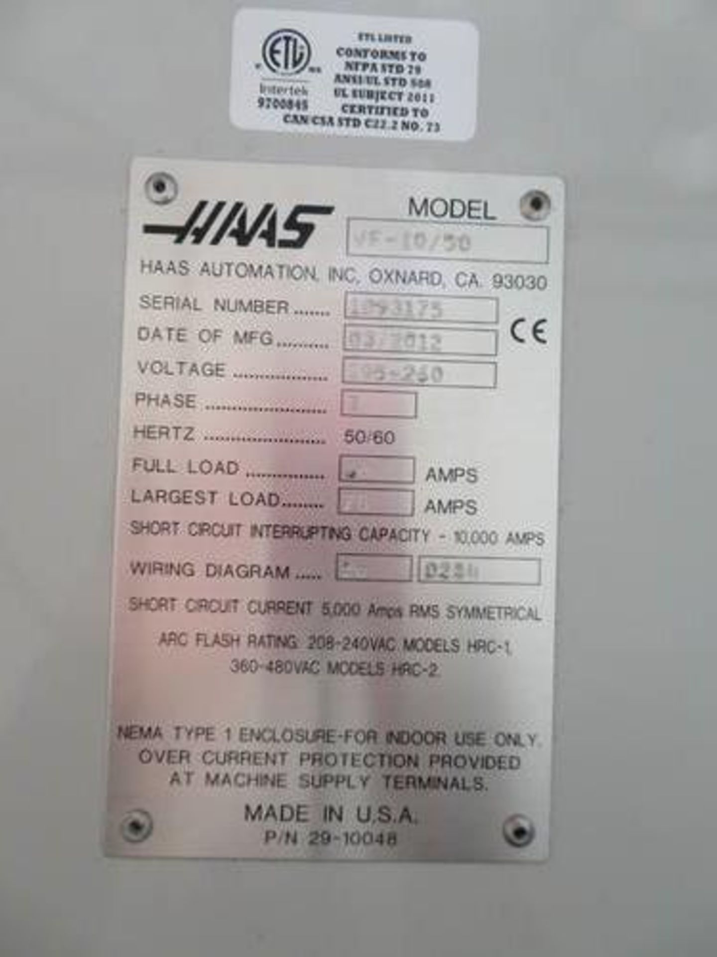 Haas VF10/50, 3-Axis V.M.C Haas Control, 120" x 32" x 30", 50 Taper, 7500 RPM Spindle, 30hp Spindle, - Image 5 of 5