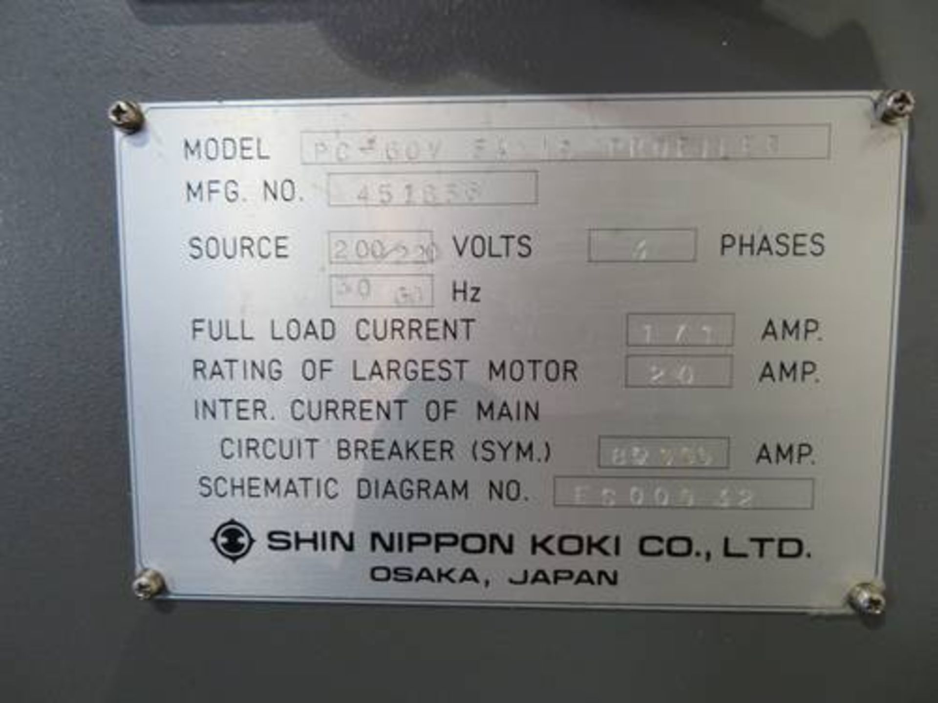 SNK PC60V, 5-Axis V.M.C Fanuc 16IMC Control, 60" x 26" x 18", A&B Axis +/- 25 Degrees, 50 Taper - Image 5 of 5