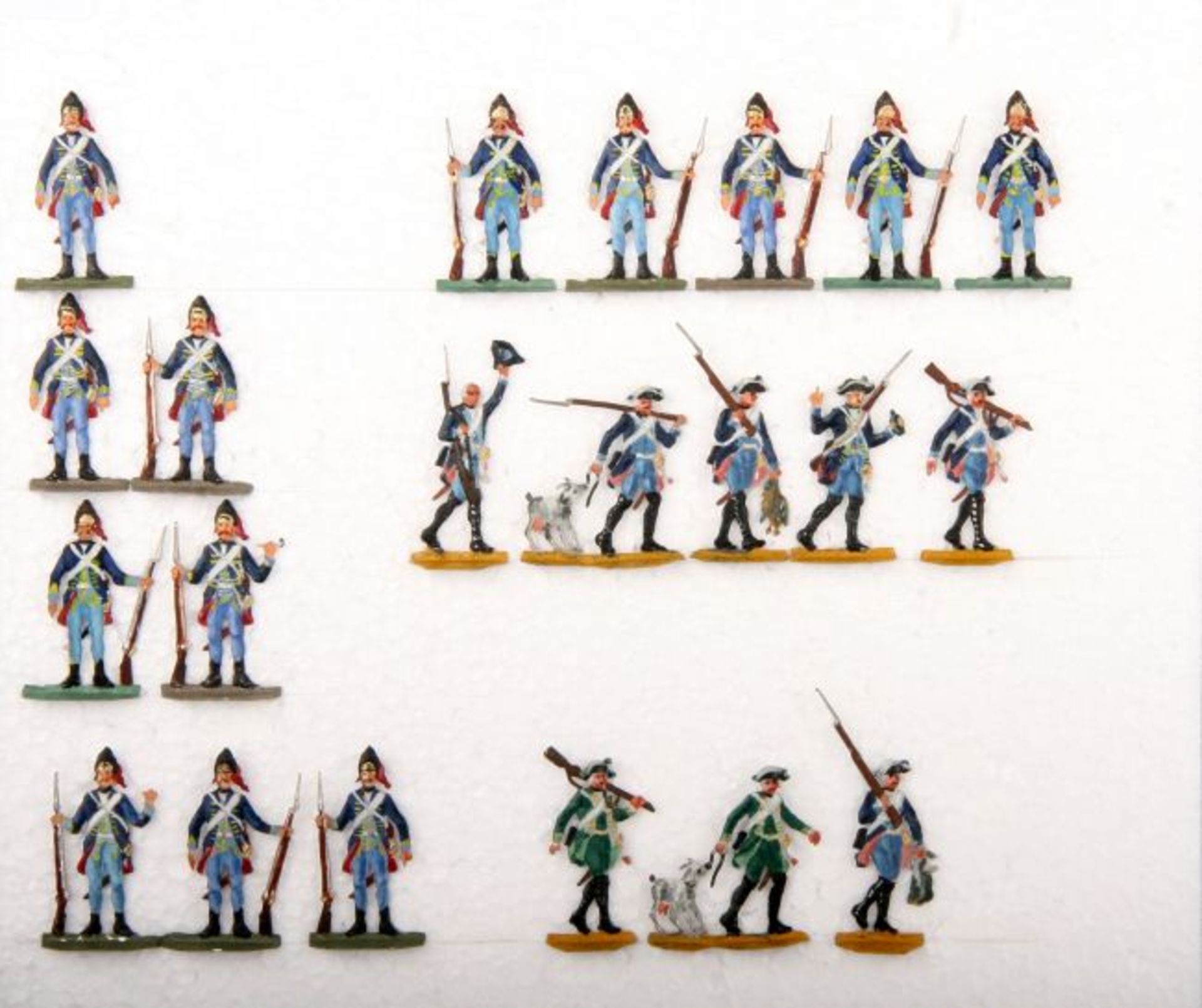 Preußen um 1760, Frei-Regiment Le Noble im Marsch und Freikorps v. Schony, ungarische Grenadiere