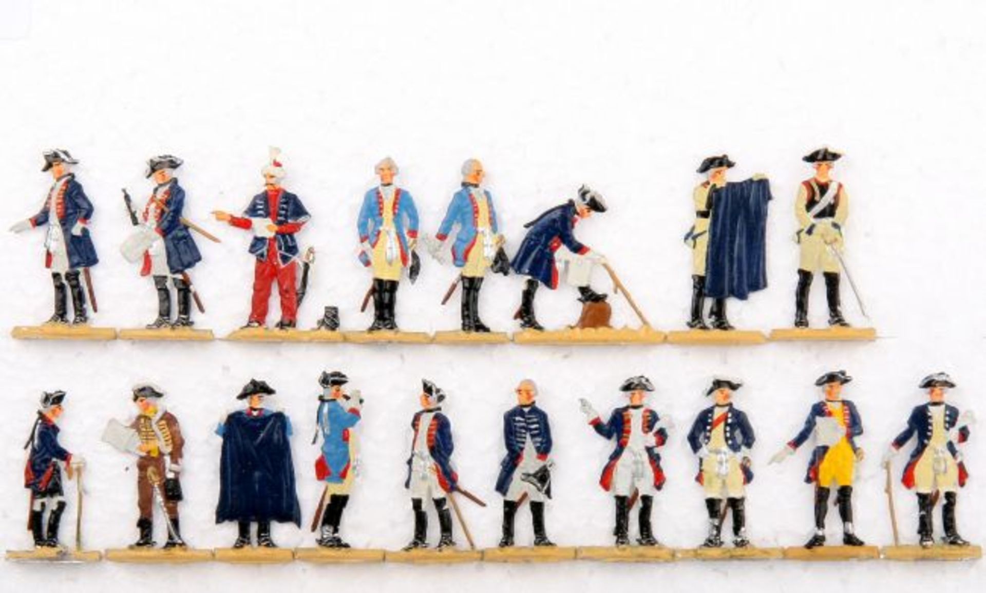 Preußen um 1760, Generalstab zu Fuß, Scholtz, saubere, unschattierte Bemalung, 18 Figuren, flache