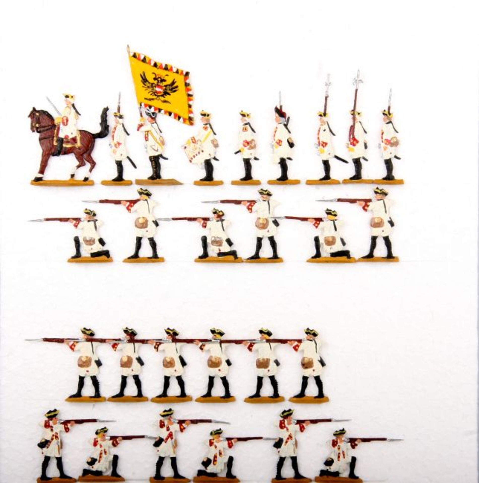 Österreich um 1760, deutsches Infanterie-Regiment Leopold Daun Nr. 59, Füsiliere im Feuer,