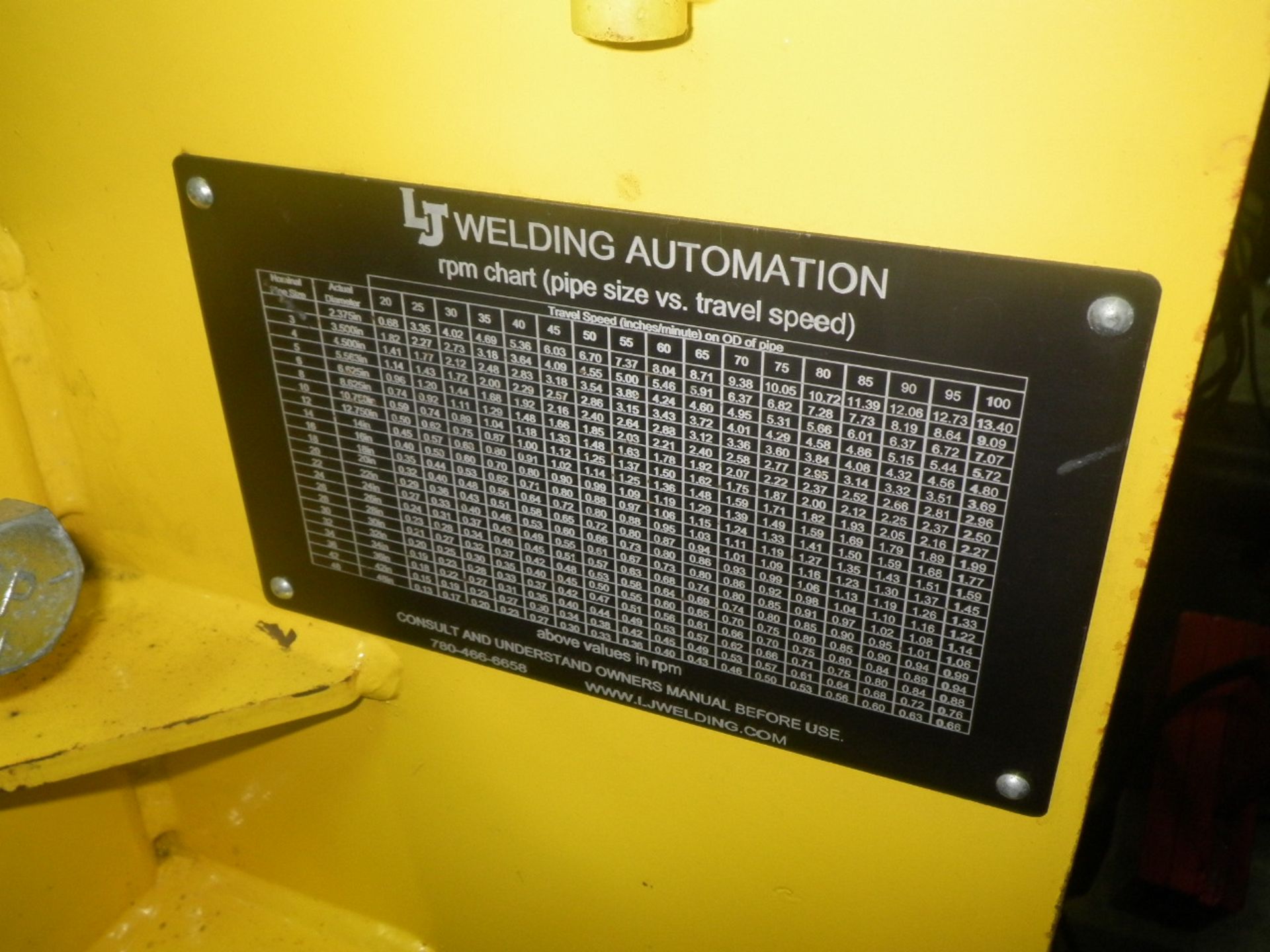 2014 LJ WELDING MODEL 16P-700 PIPE TURNING POSITIONER; S/N 212 WITH 3,600 LB. CAP., 110V-1P (LOCATED - Image 7 of 8