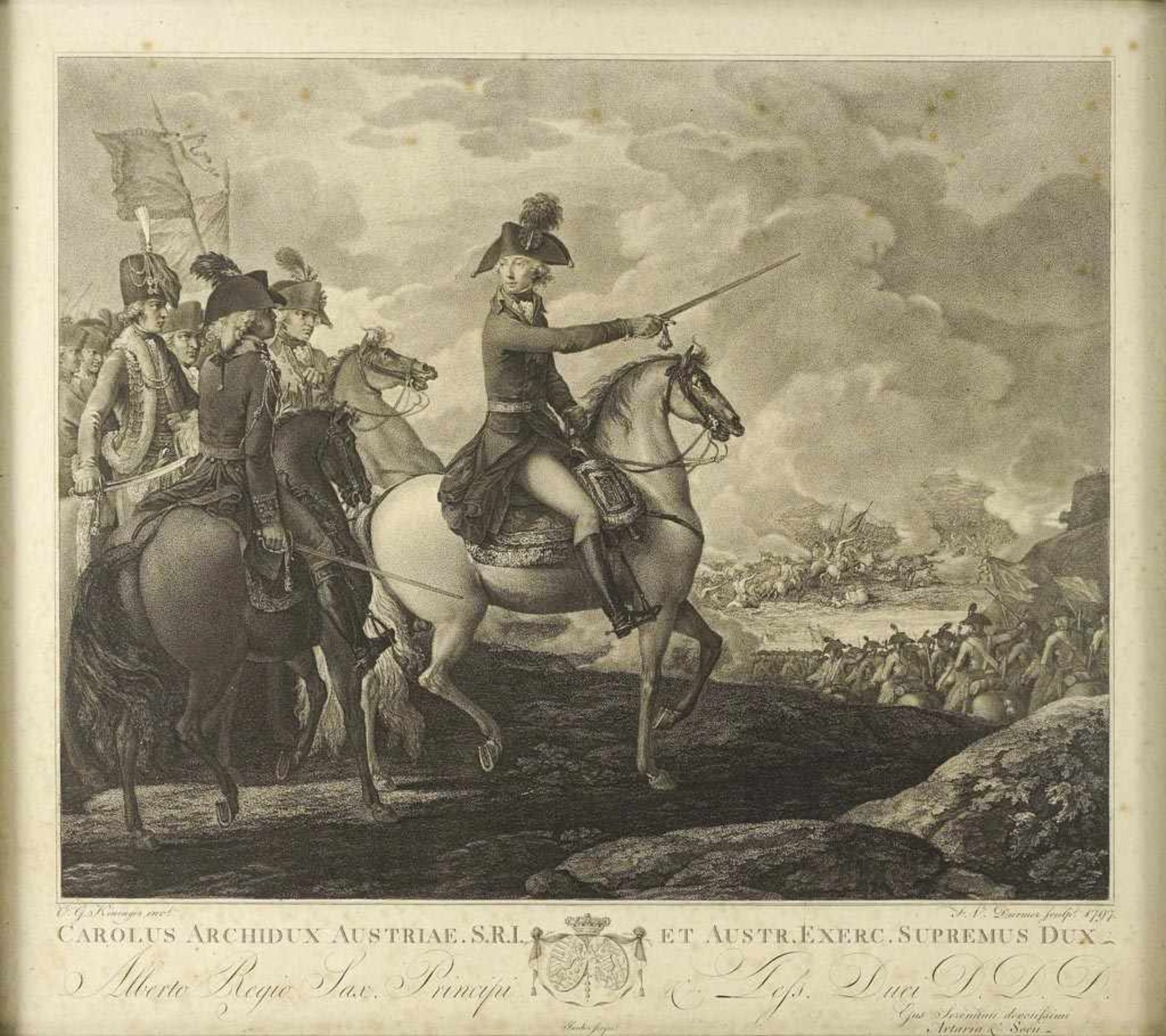 Erzherzog Karl von Österreich in der Schlacht bei Würzburg. "Carolus Archidux Austriae S.R.I. Et