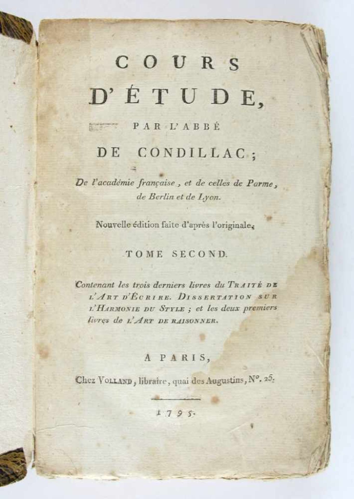 Condillac (Étienne Bonnot de). Cours d'Étude, par l'abbé de Condillac; De l'academie française, et