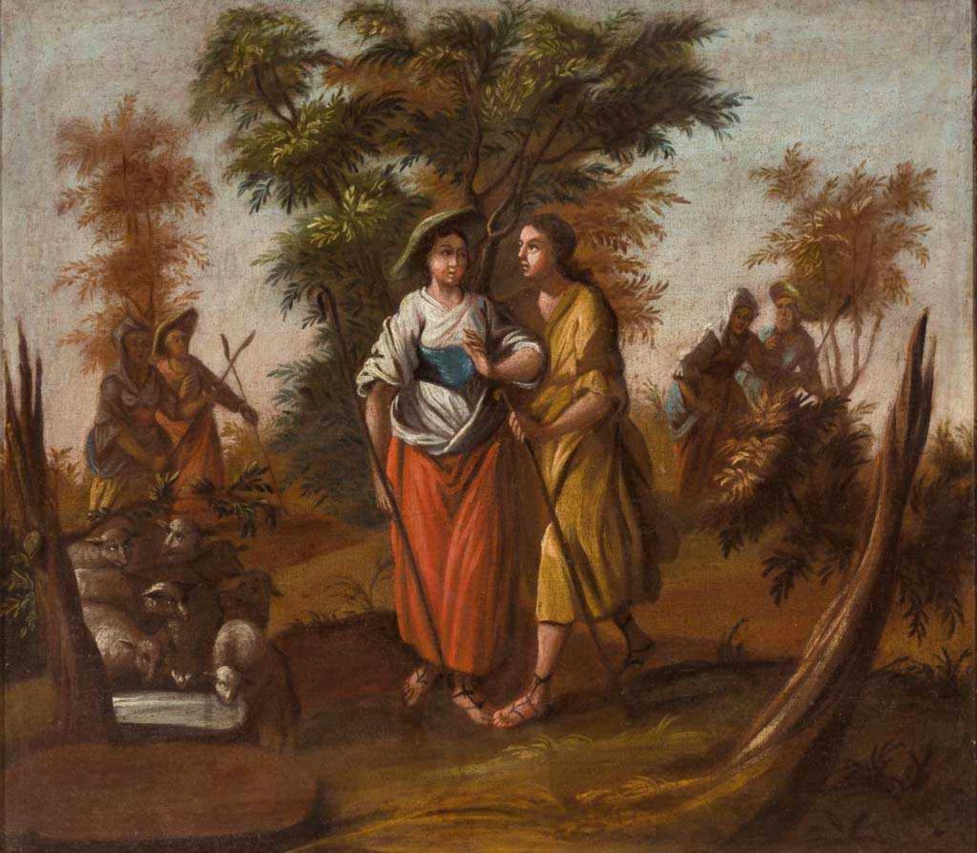 Deutsch, um 1700. Jakob und Rahel. Öl/Lwd. 38 x 43 cm. R