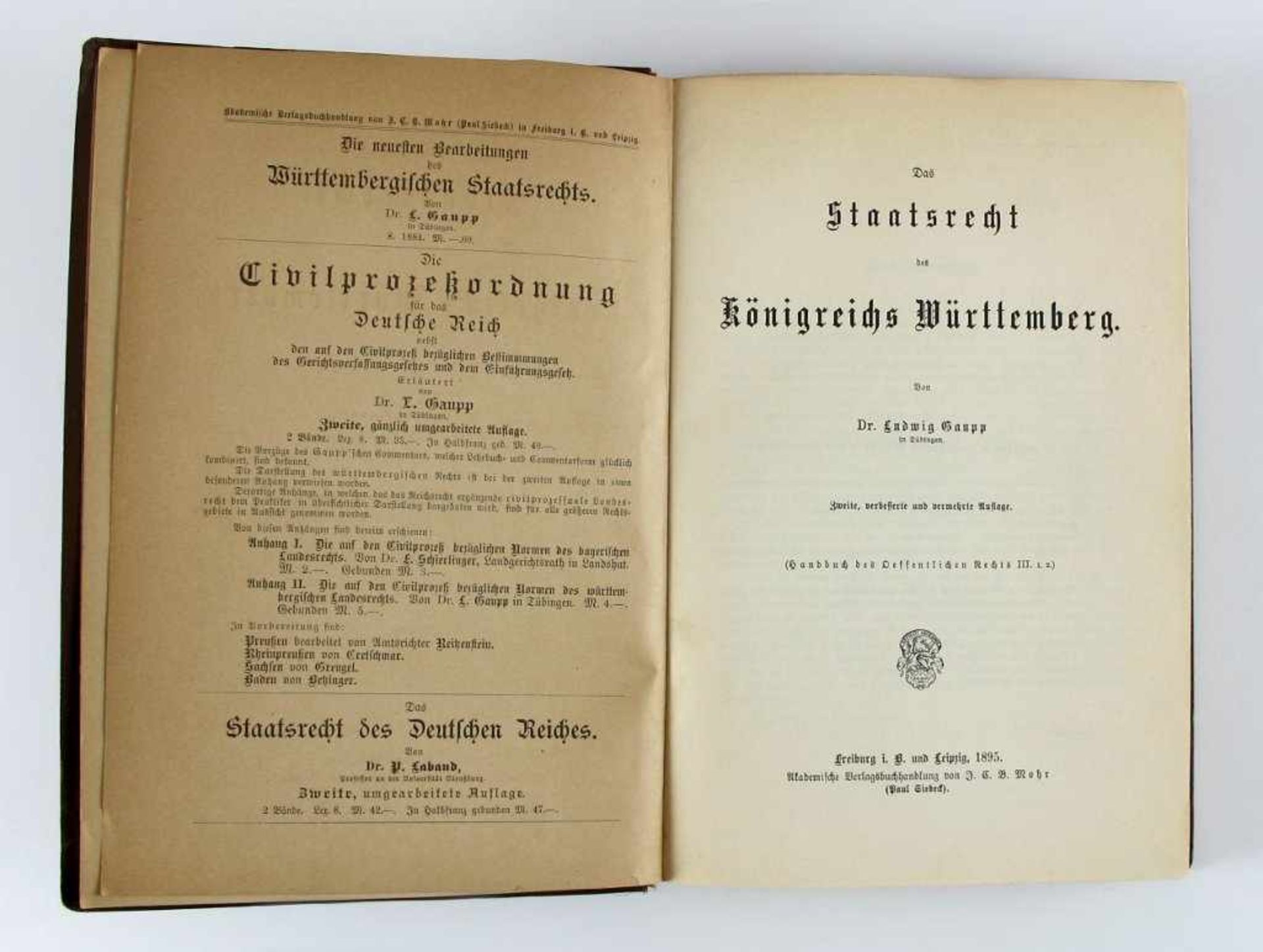 Baden-Württemberg: Gaupp, Dr. Ludwig. Das Staatsrecht des Königreichs Württemberg. 2.Aufl.