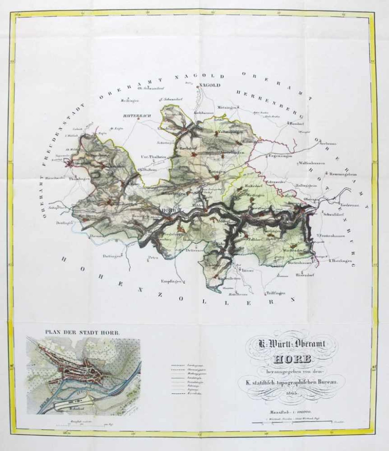 Horb. "K. Württ. Oberamt Horb herausgegeben von dem K. statistisch-topographischen Bureau 1865.