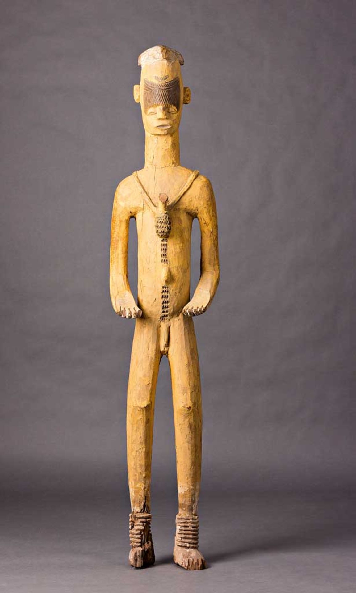 Stehende männliche Figur der Bambara. Westafrika/Mali. H 150 cm