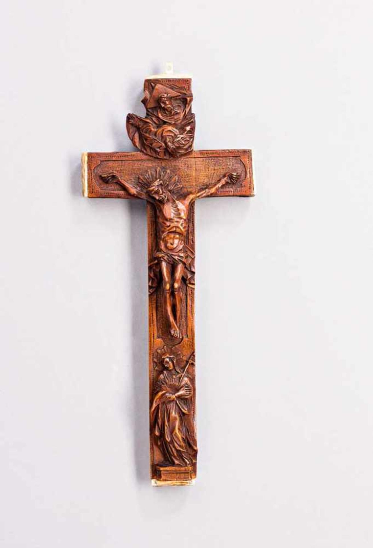 Reliquienkreuz. Gott Vater, Christus und Maria. 18. Jh. H 27 cm - Bild 2 aus 2